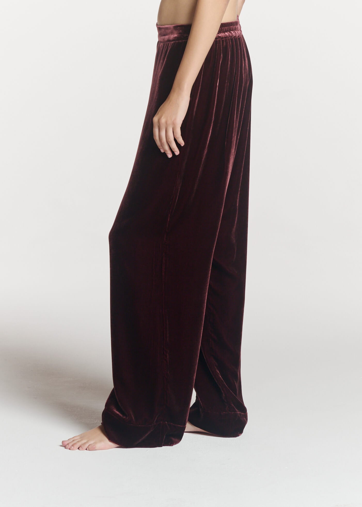 London Trouser Maroon Viscose Velvet