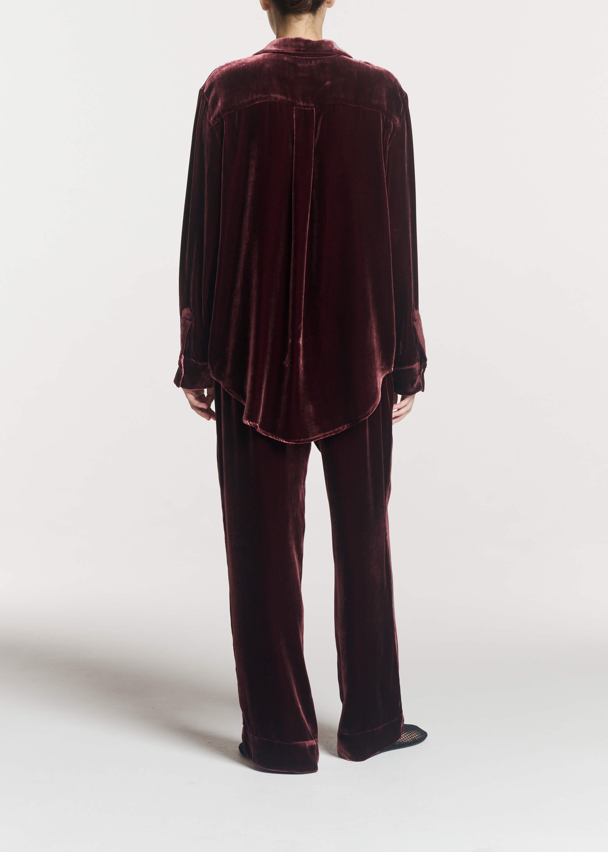 London Trouser Maroon Viscose Velvet