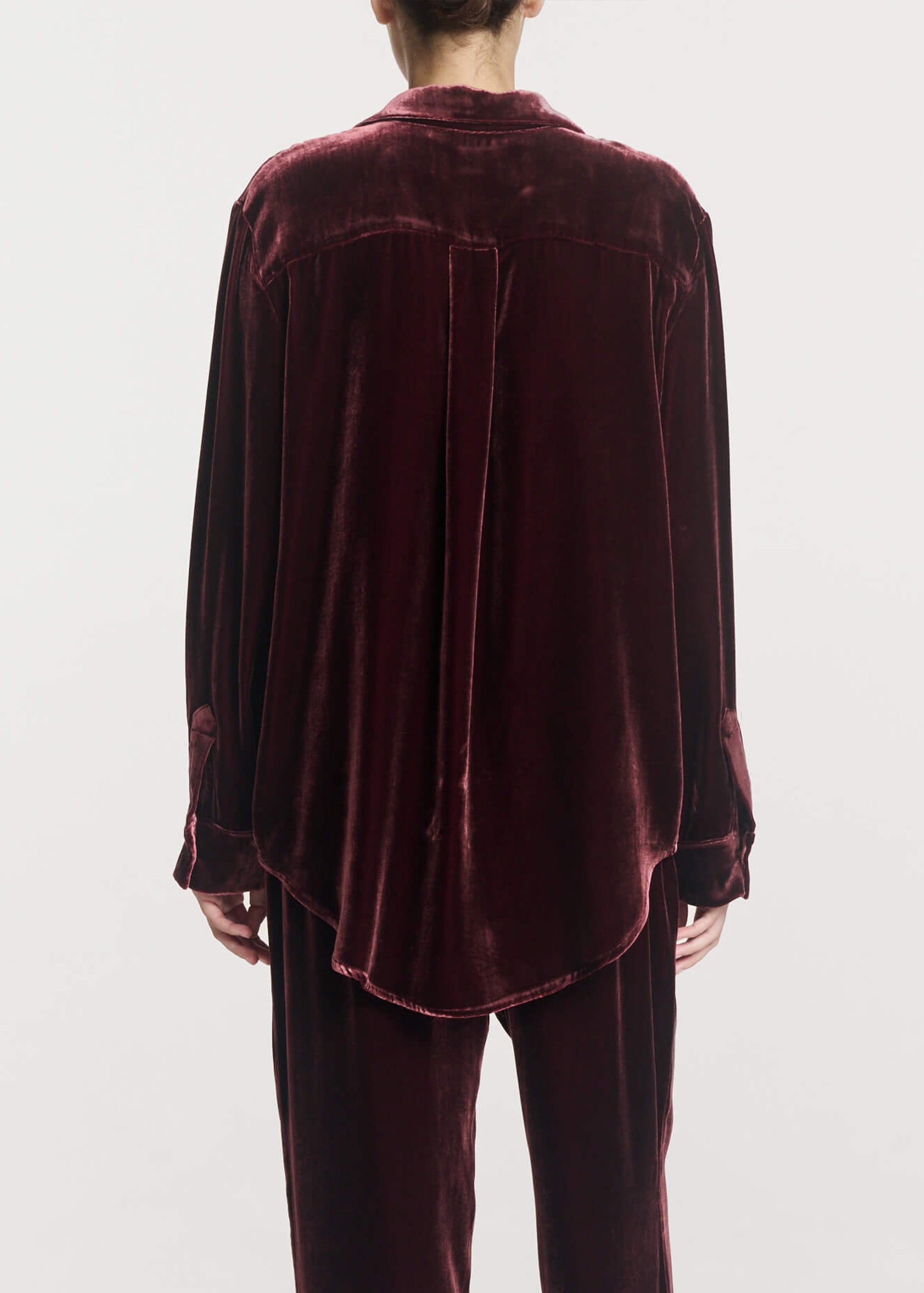 London Shirt Maroon Viscose Velvet