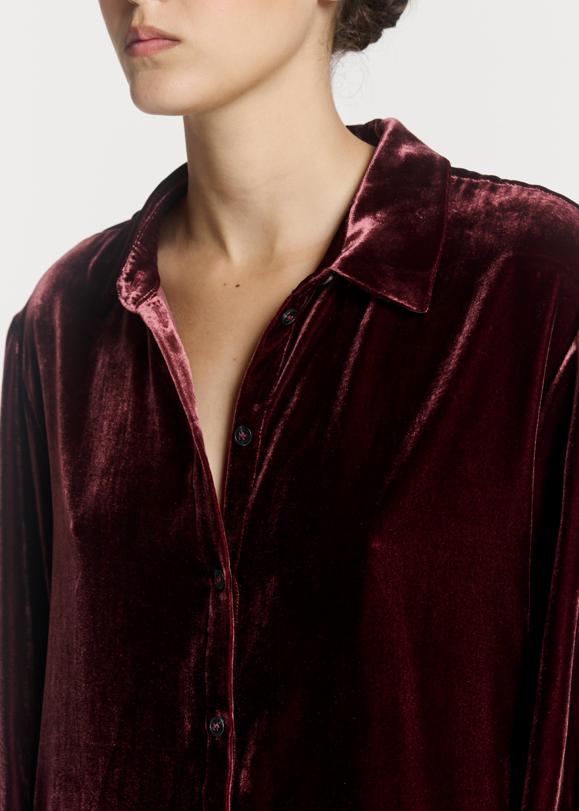 London Shirt Maroon Viscose Velvet