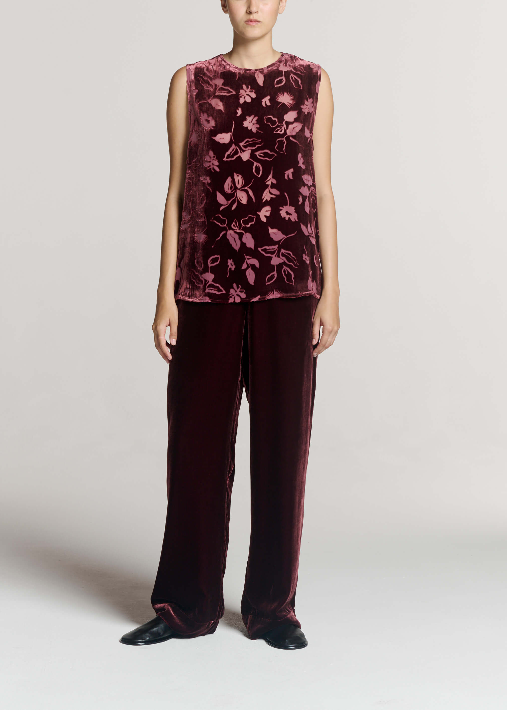 London Trouser Maroon Viscose Velvet