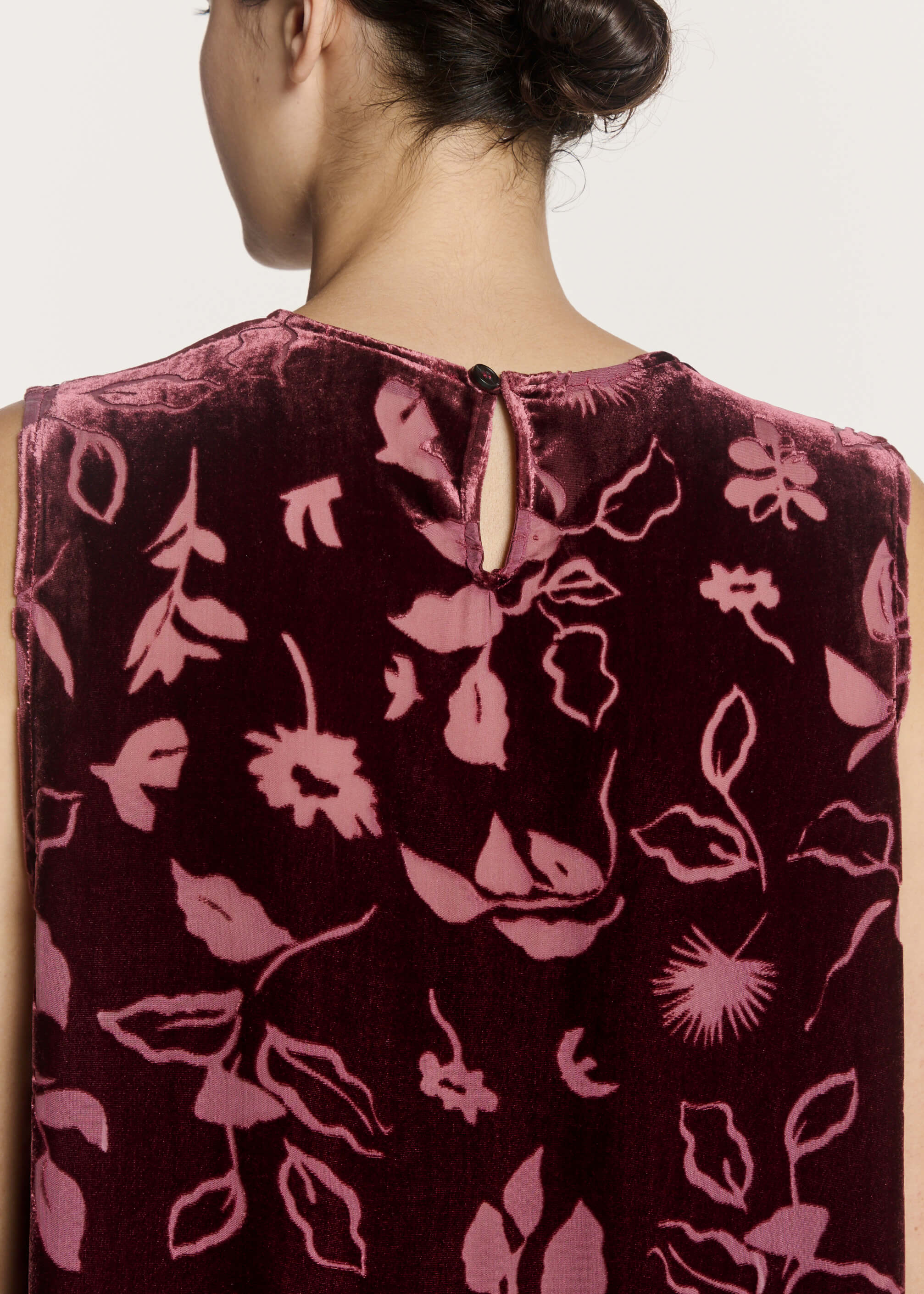 Trento Top Maroon Foliage Devore Velvet