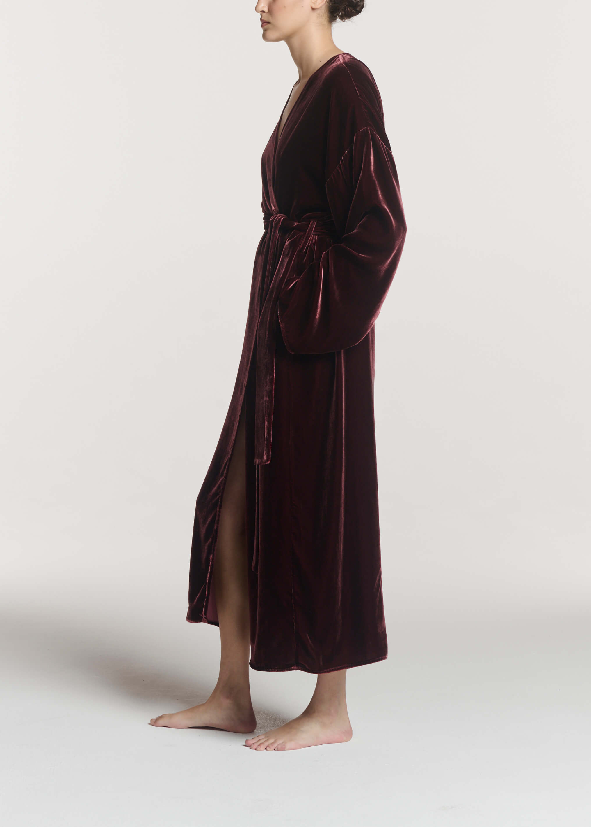 Lorenzo Robe Maroon Viscose Velvet