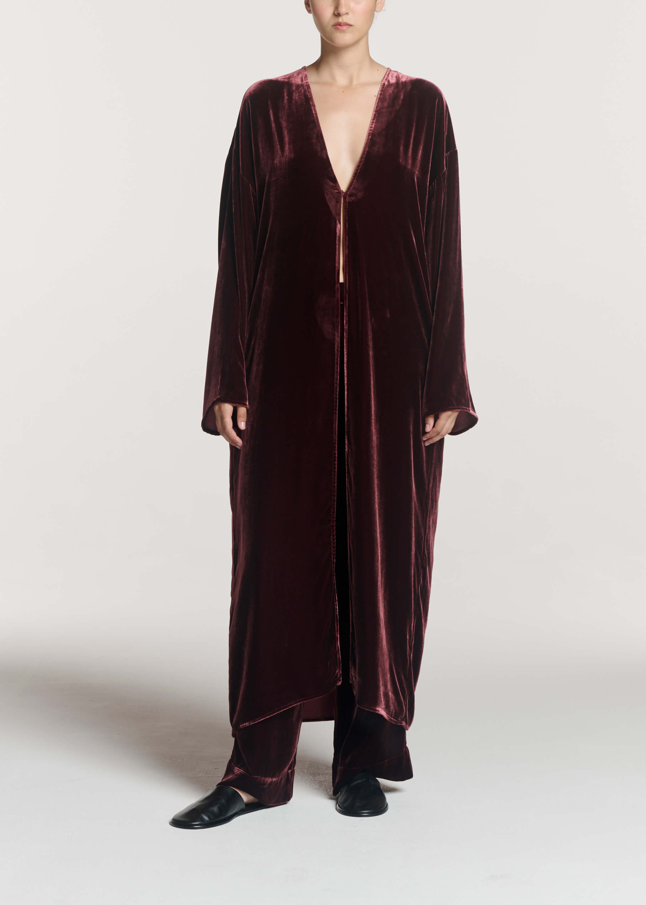 Lorenzo Robe Maroon Viscose Velvet