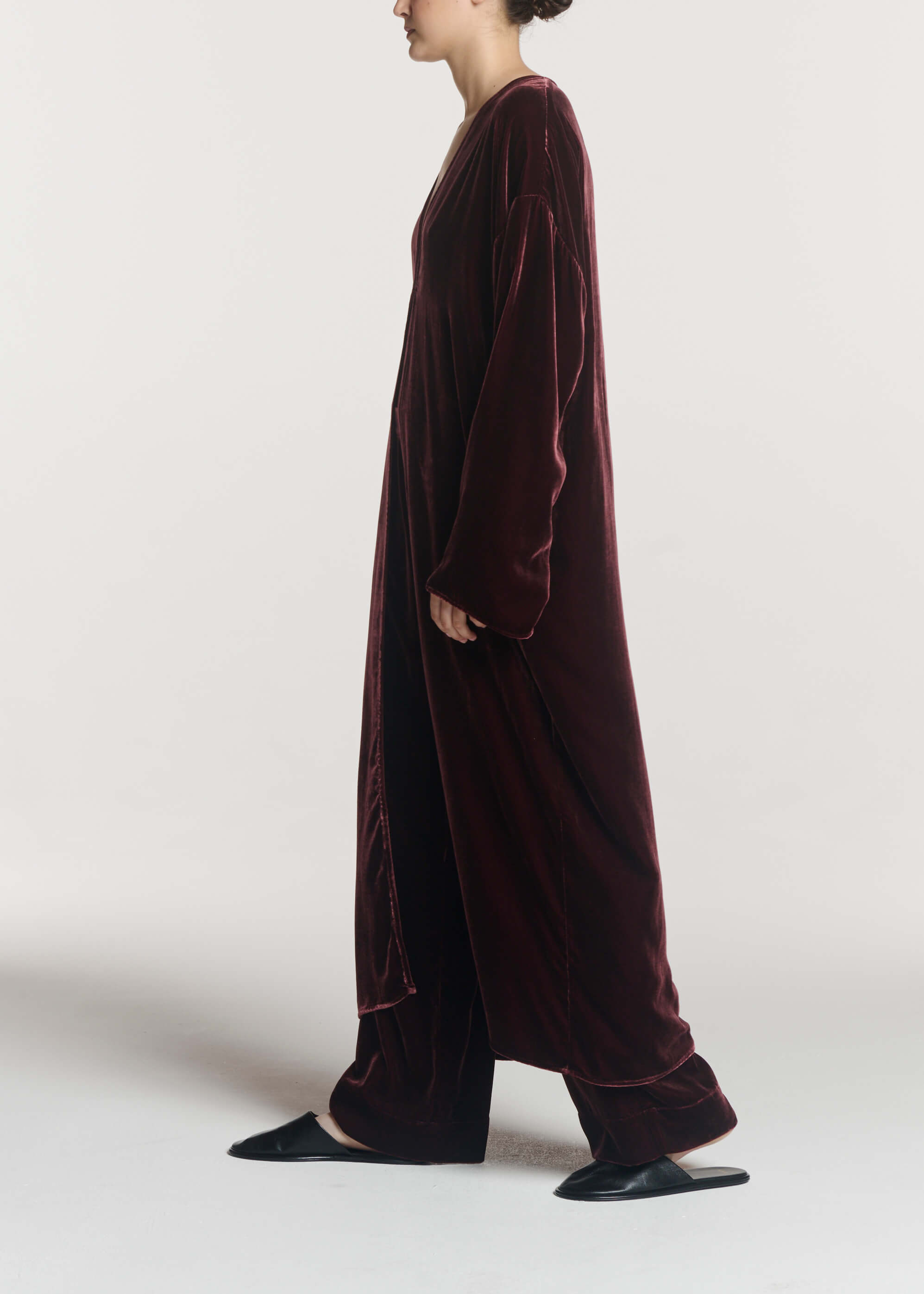Lorenzo Robe Maroon Viscose Velvet