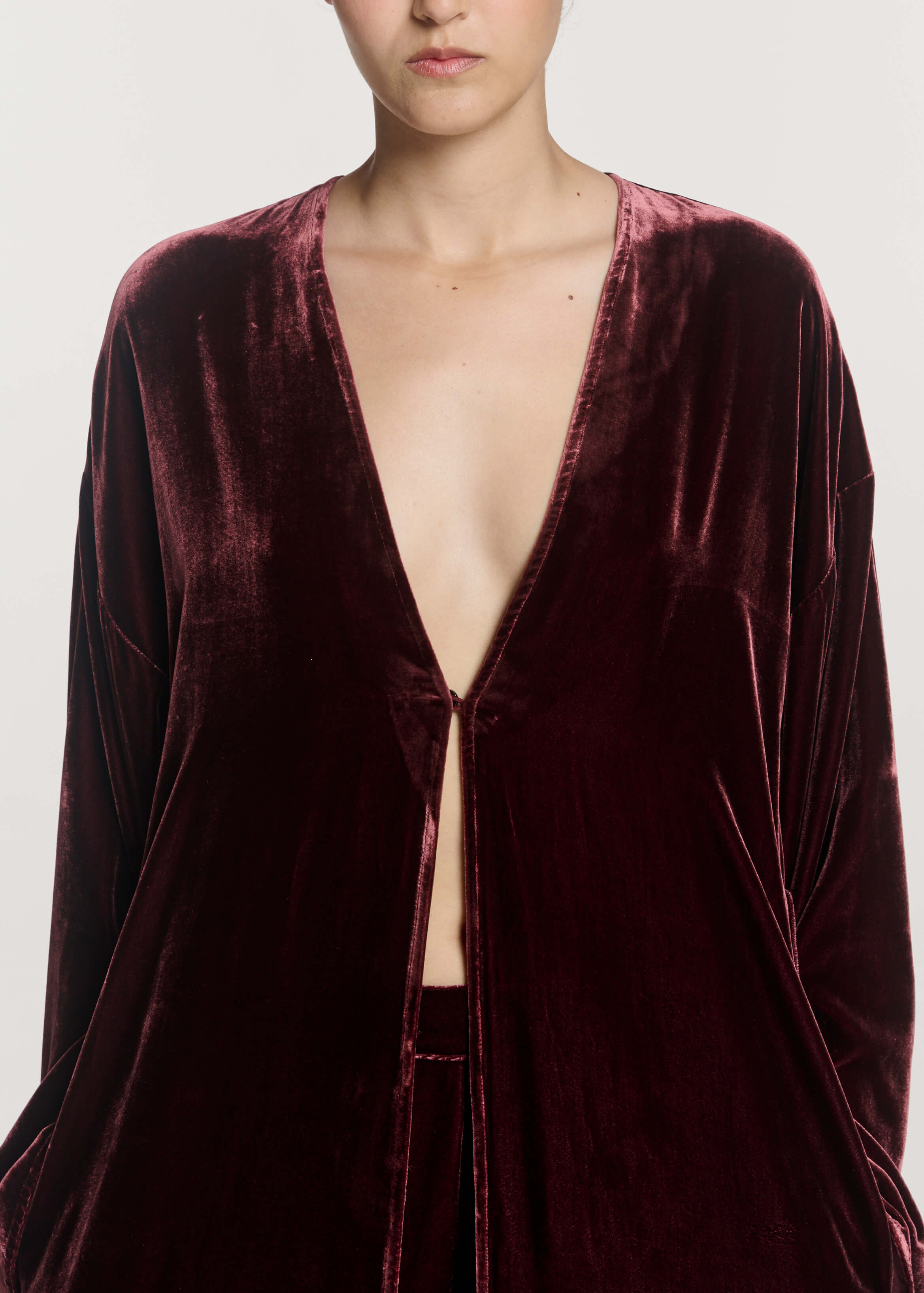 Lorenzo Robe Maroon Viscose Velvet