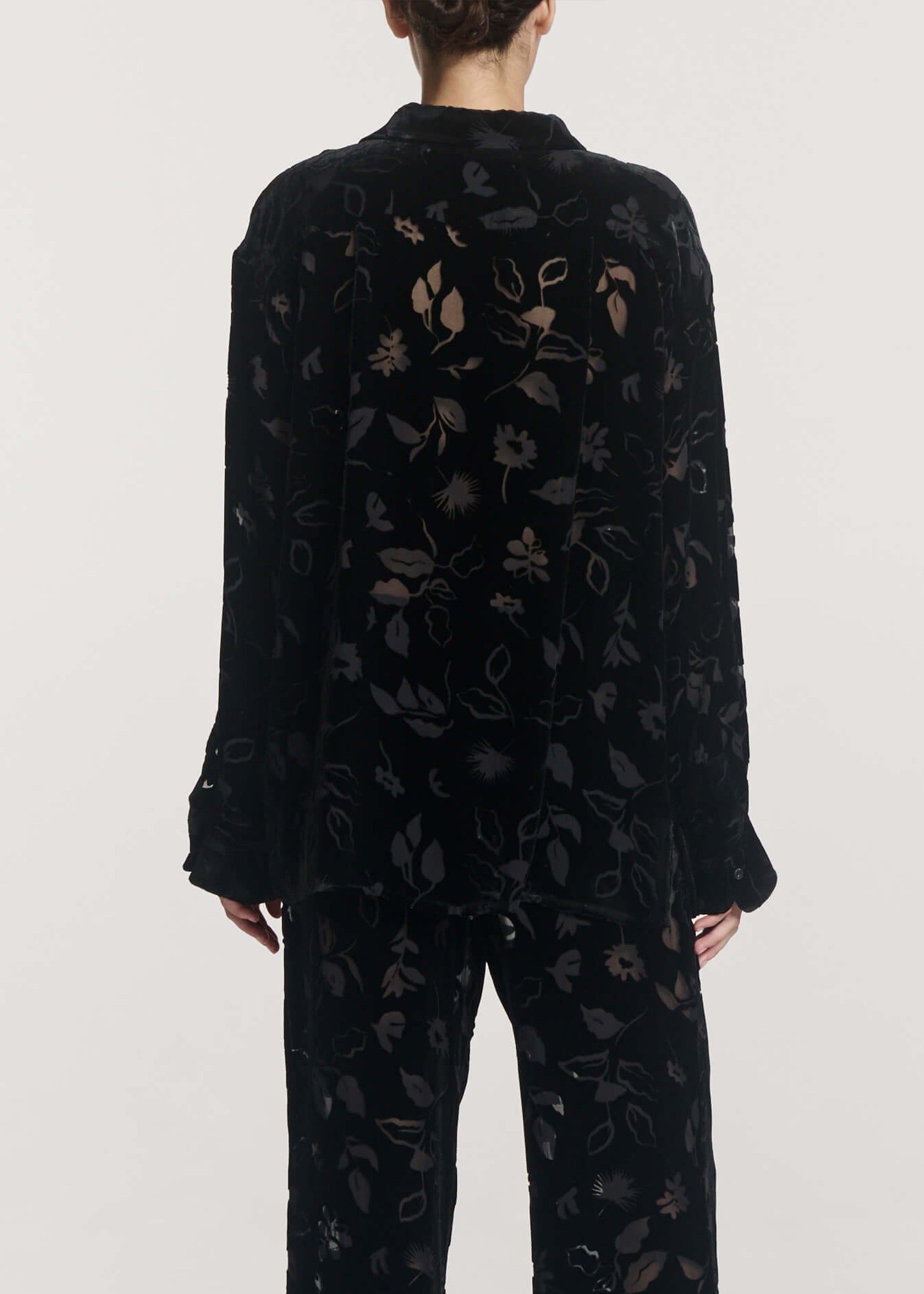 Maya Shirt Black Foliage Devore Velvet