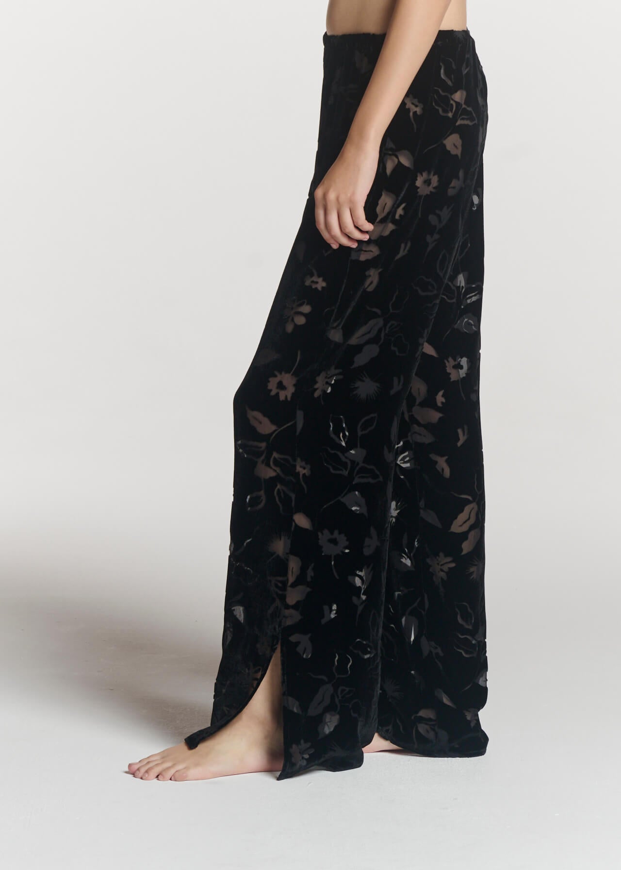 Loreto Trouser Black Foliage Devore Velvet