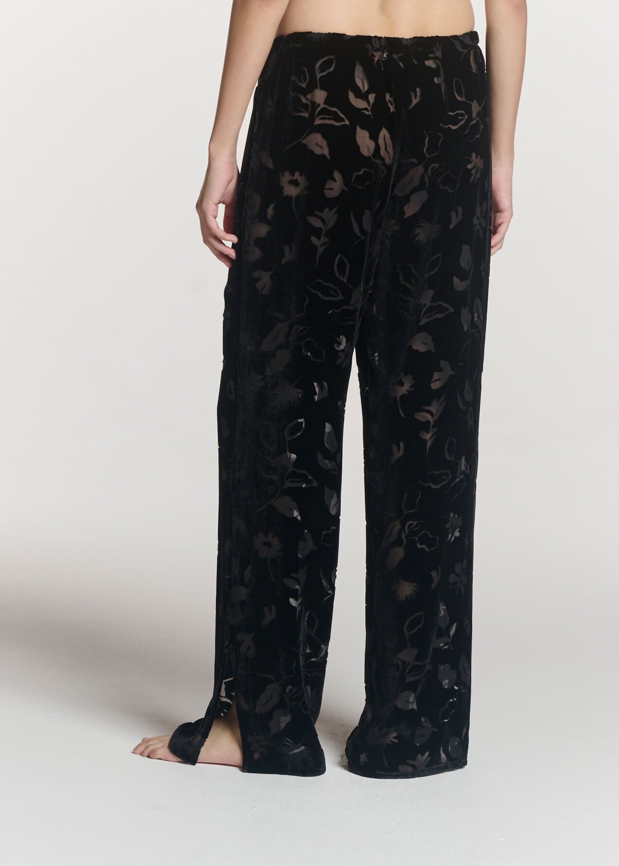 Loreto Trouser Black Foliage Devore Velvet