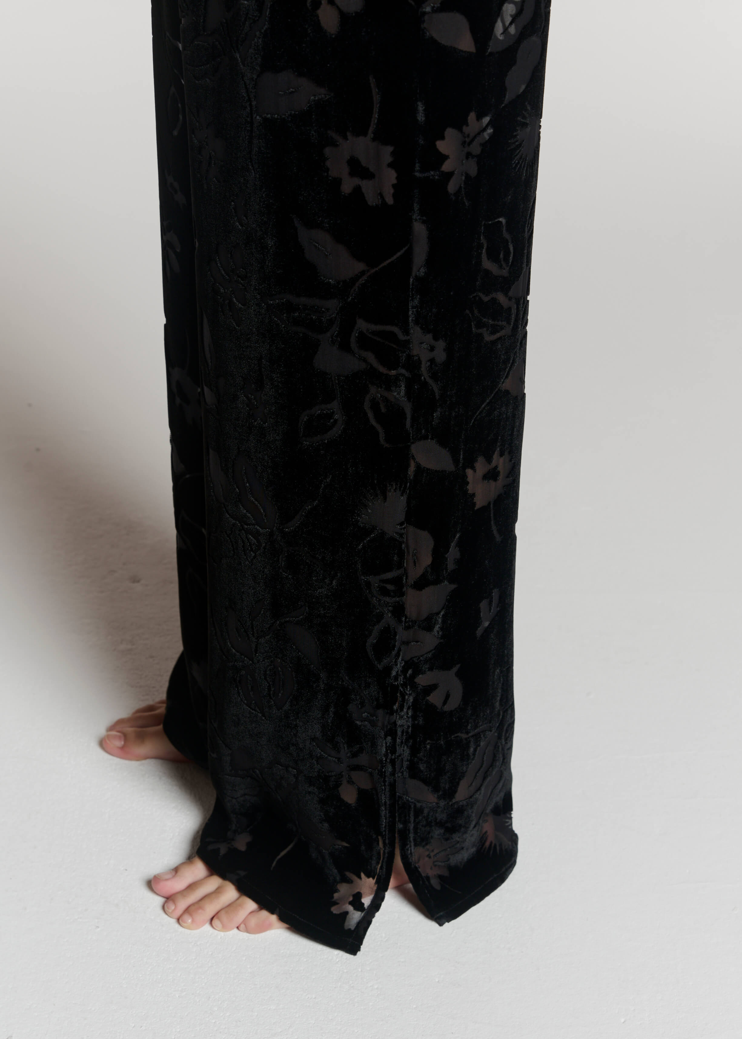 Loreto Trouser Black Foliage Devore Velvet