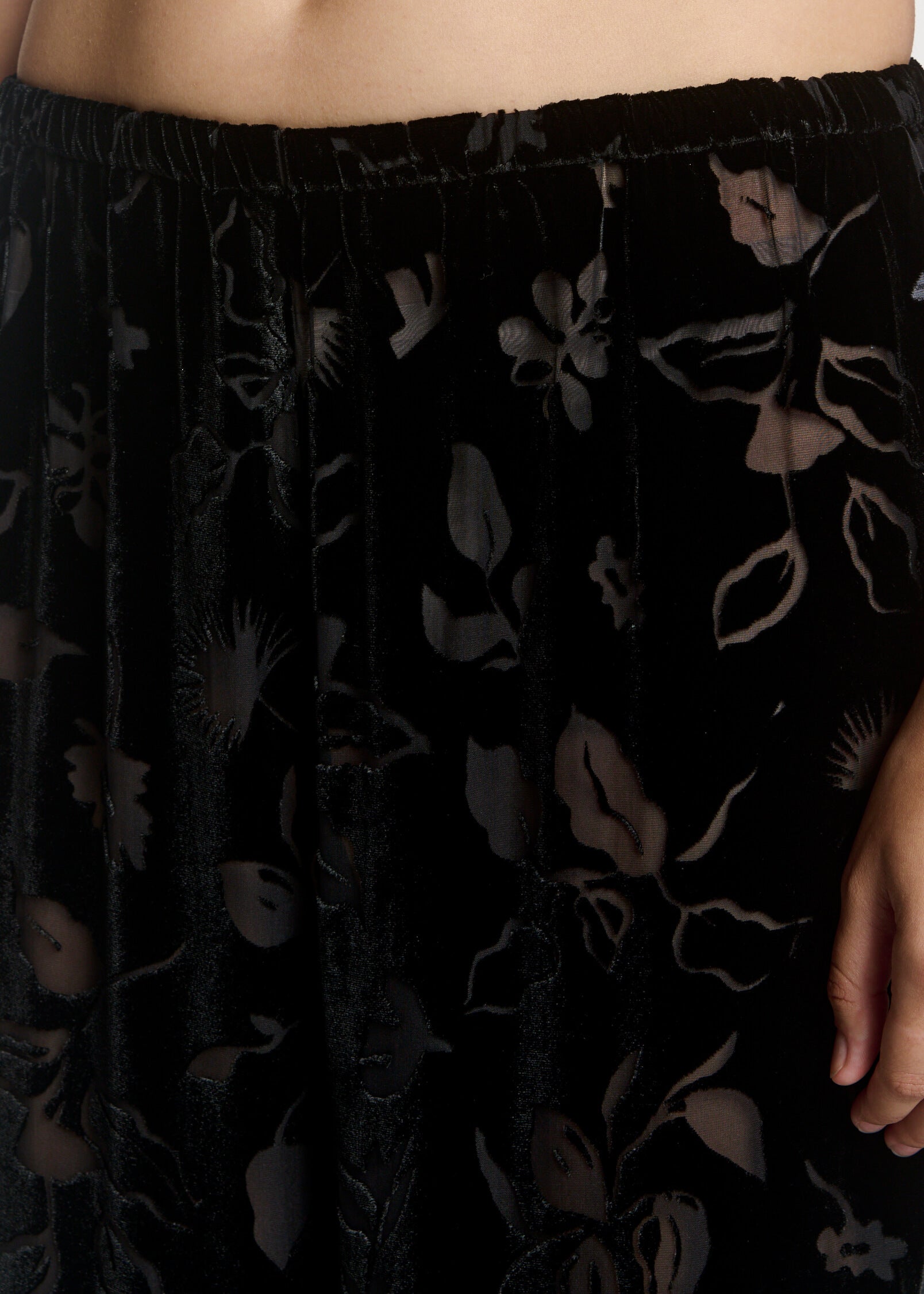 Loreto Trouser Black Foliage Devore Velvet