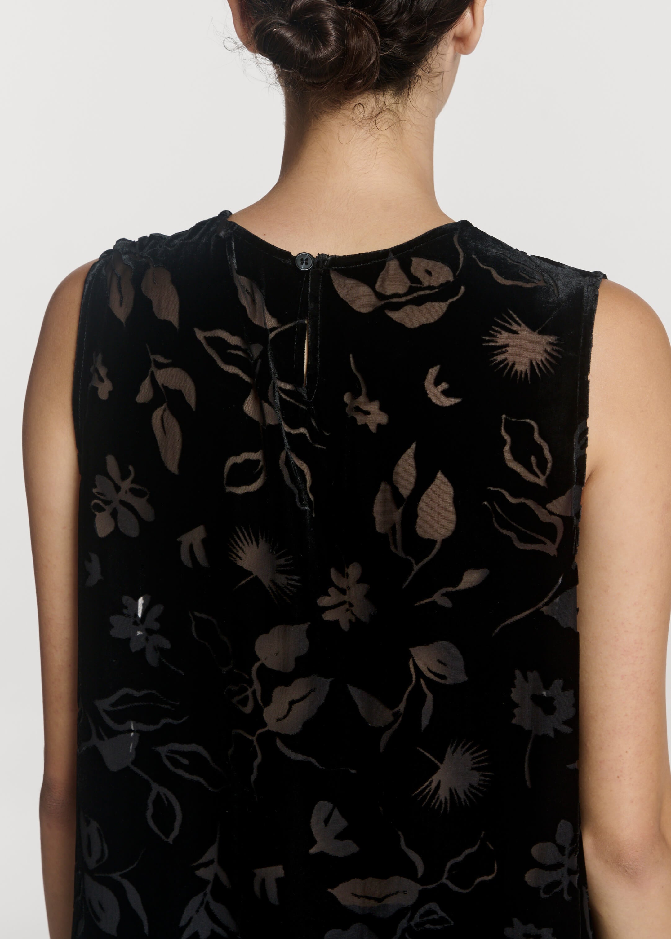 Trento Top Black Foliage Devore Velvet