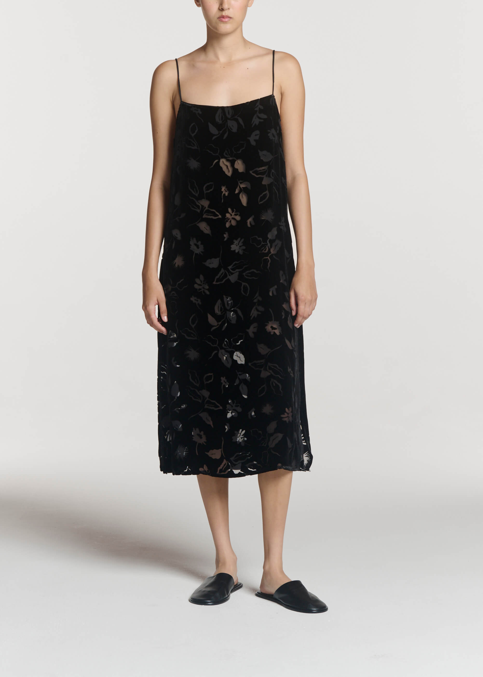 Forio Dress Black Foliage Devore Velvet