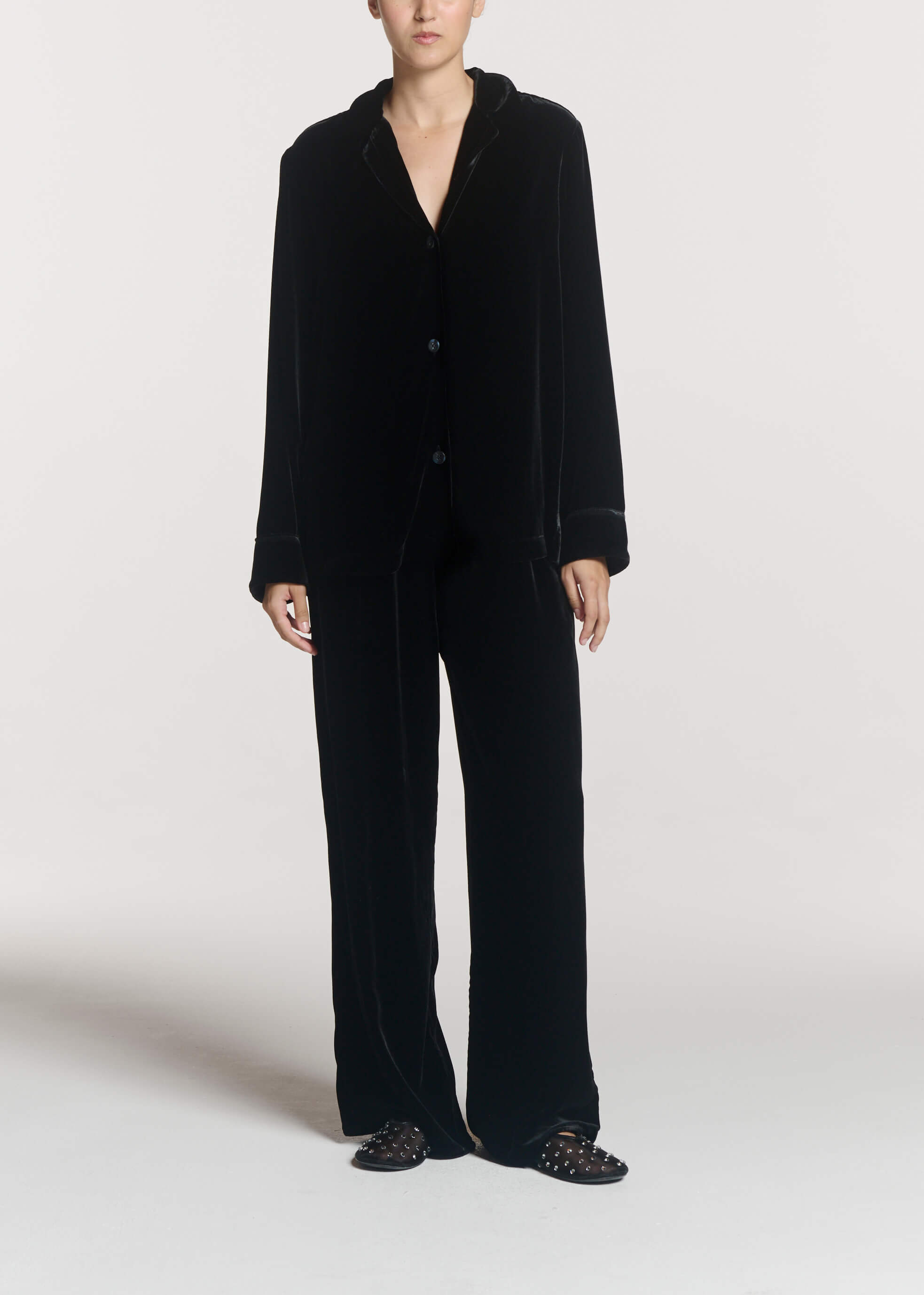 Calabasas Shirt Black Viscose Velvet