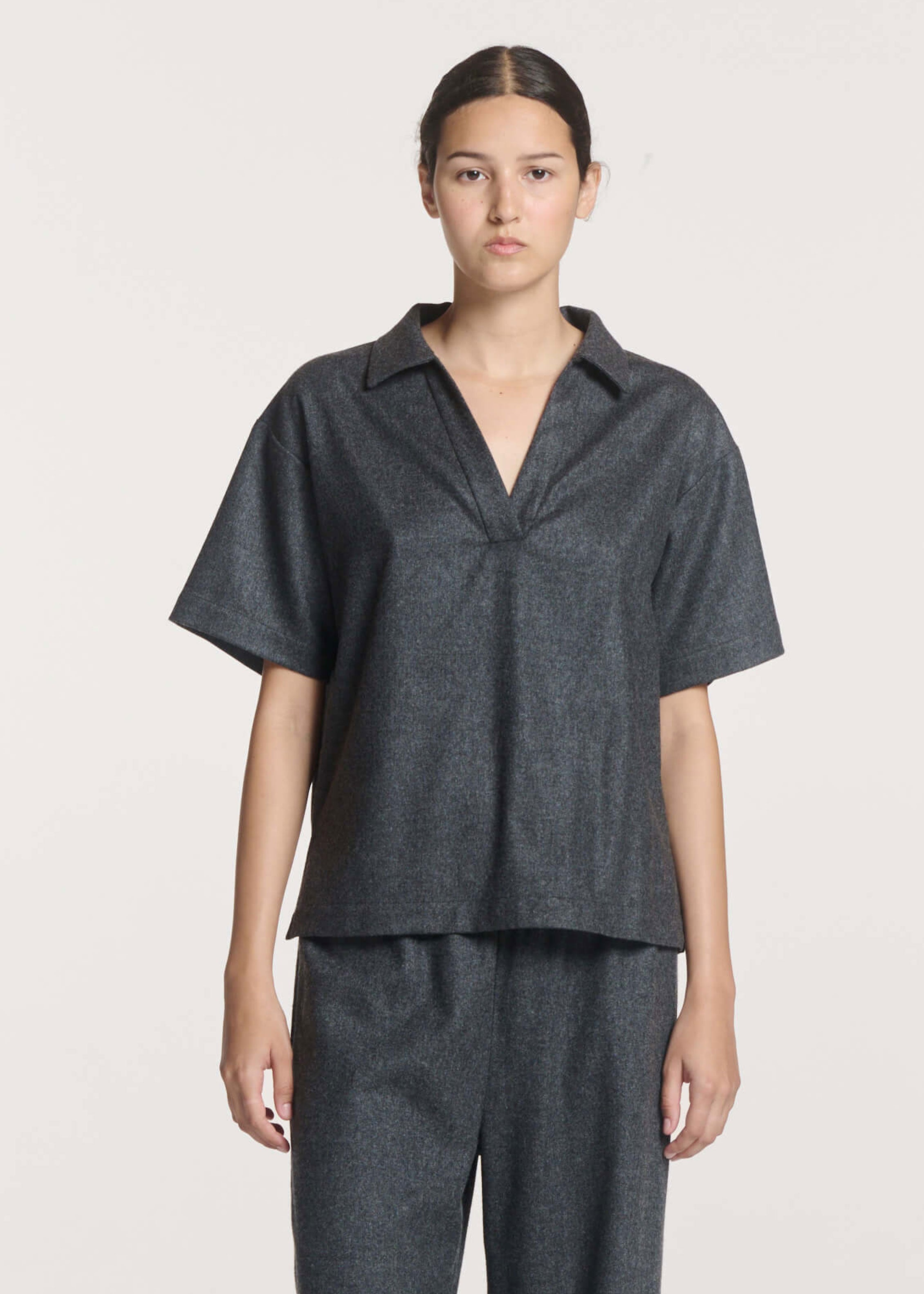 Modena Top Charcoal Wool Cashmere