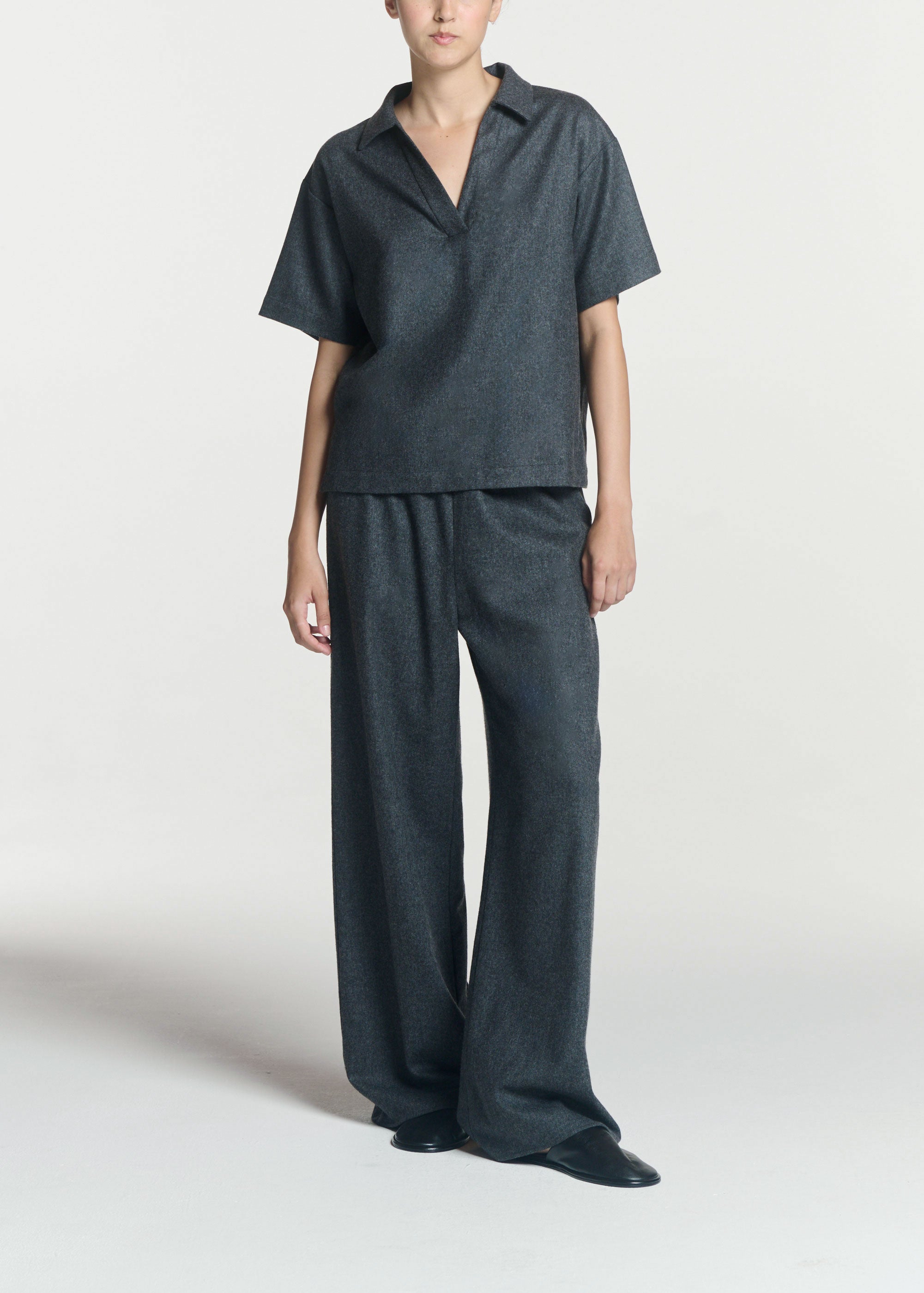 Austin Trousers Charcoal Wool Cashmere Flannel