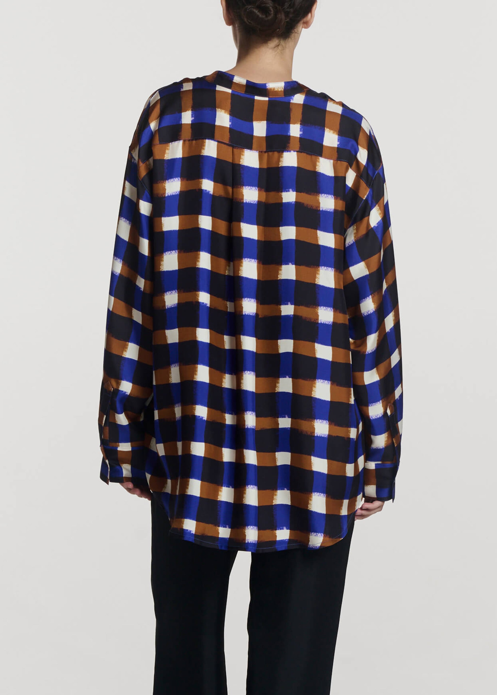 Ferrara Shirt Painted Check Bronze Silk Twill