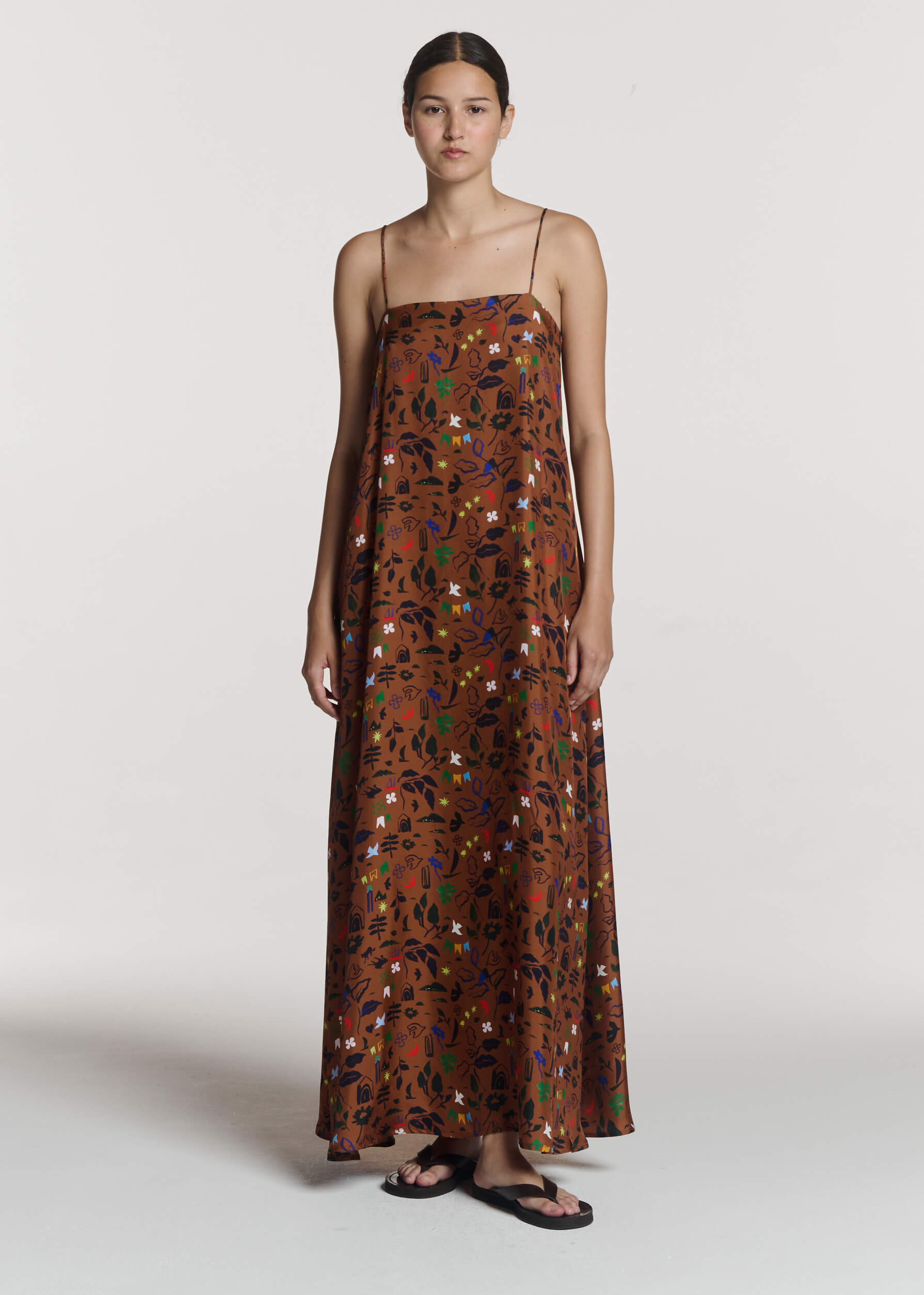 Melfi Dress Surreal Silhouette Bronze Silk Twill