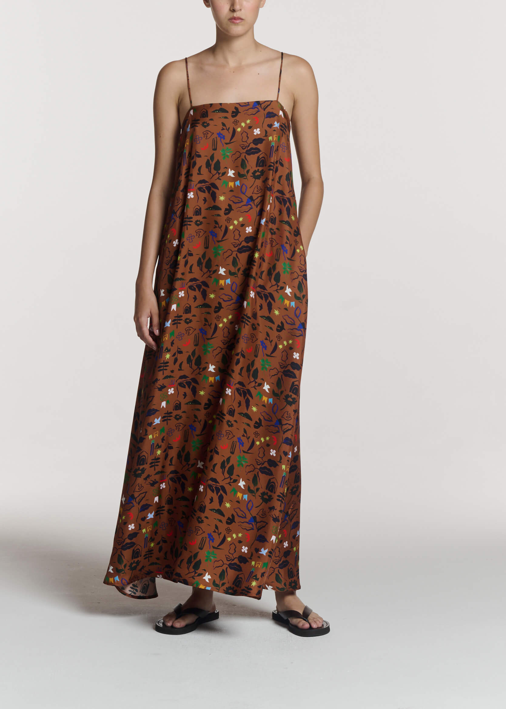 Melfi Dress Surreal Silhouette Bronze Silk Twill