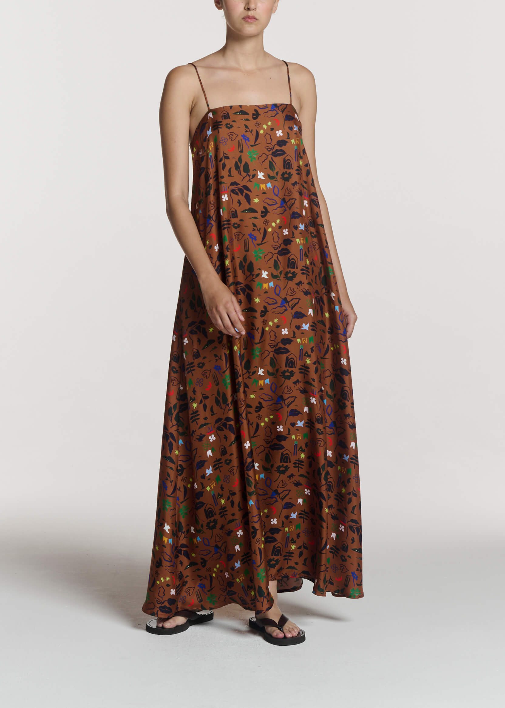 Melfi Dress Surreal Silhouette Bronze Silk Twill