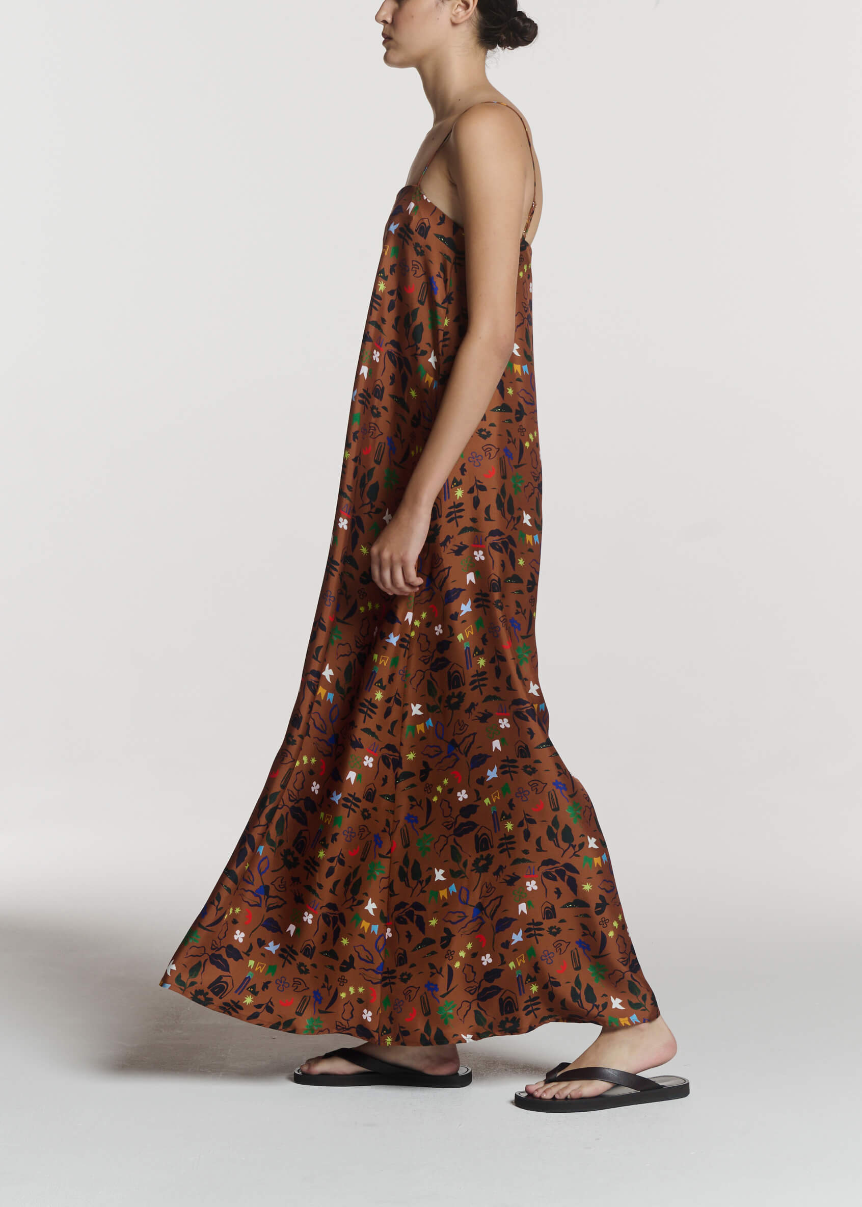 Melfi Dress Surreal Silhouette Bronze Silk Twill