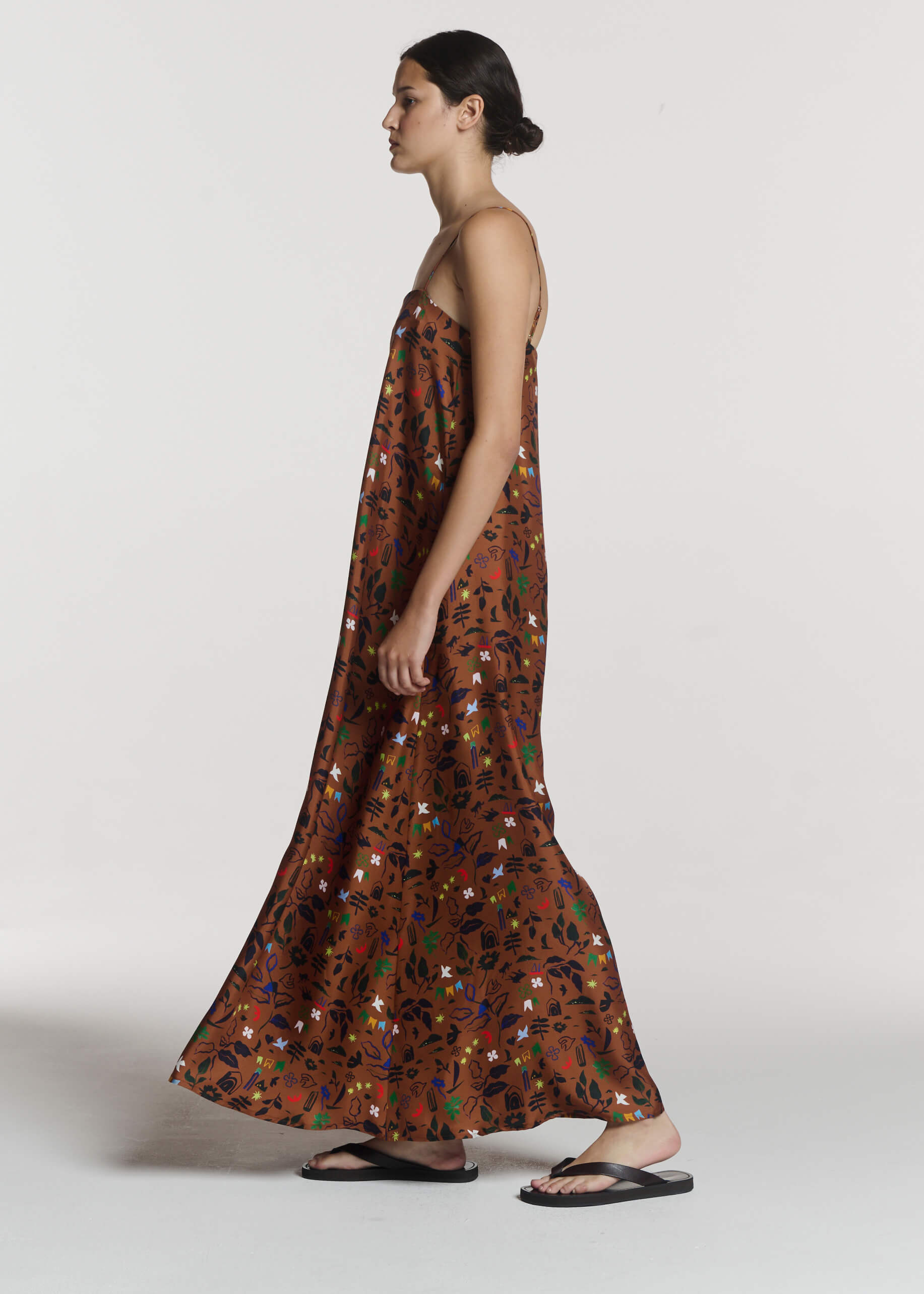 Melfi Dress Surreal Silhouette Bronze Silk Twill