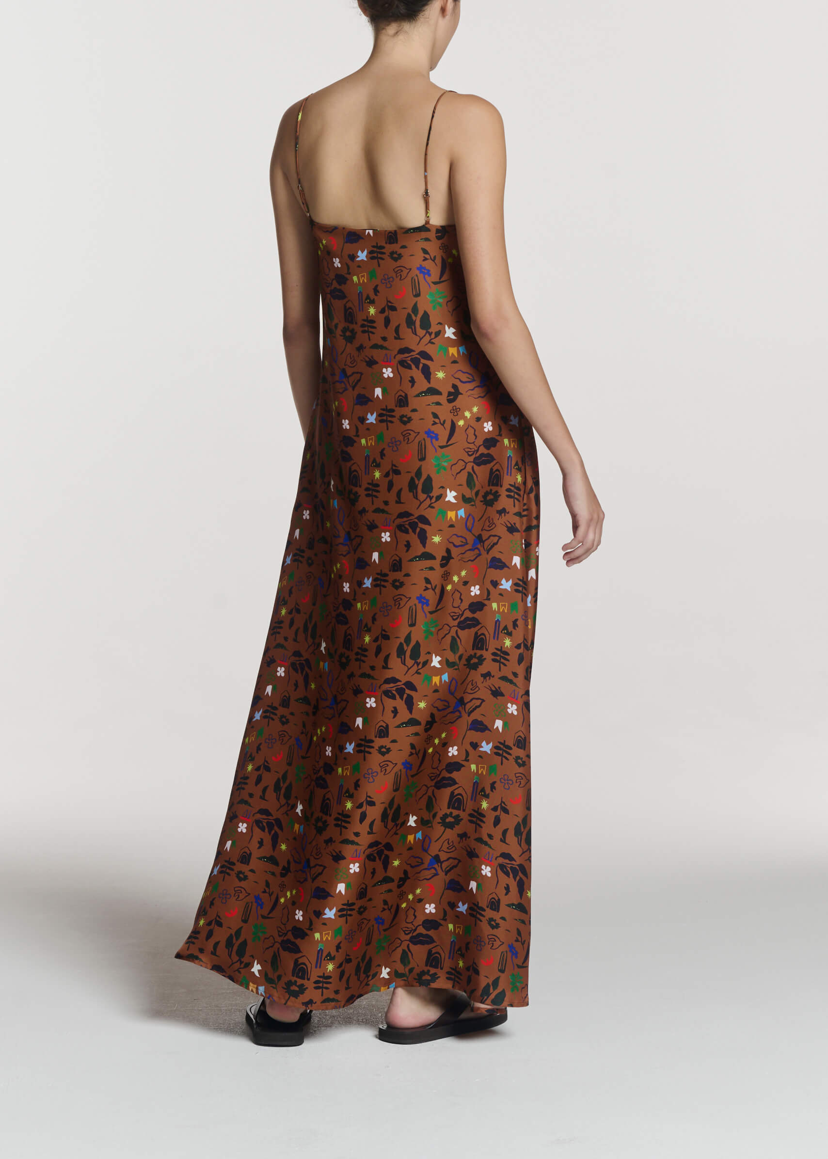Melfi Dress Surreal Silhouette Bronze Silk Twill