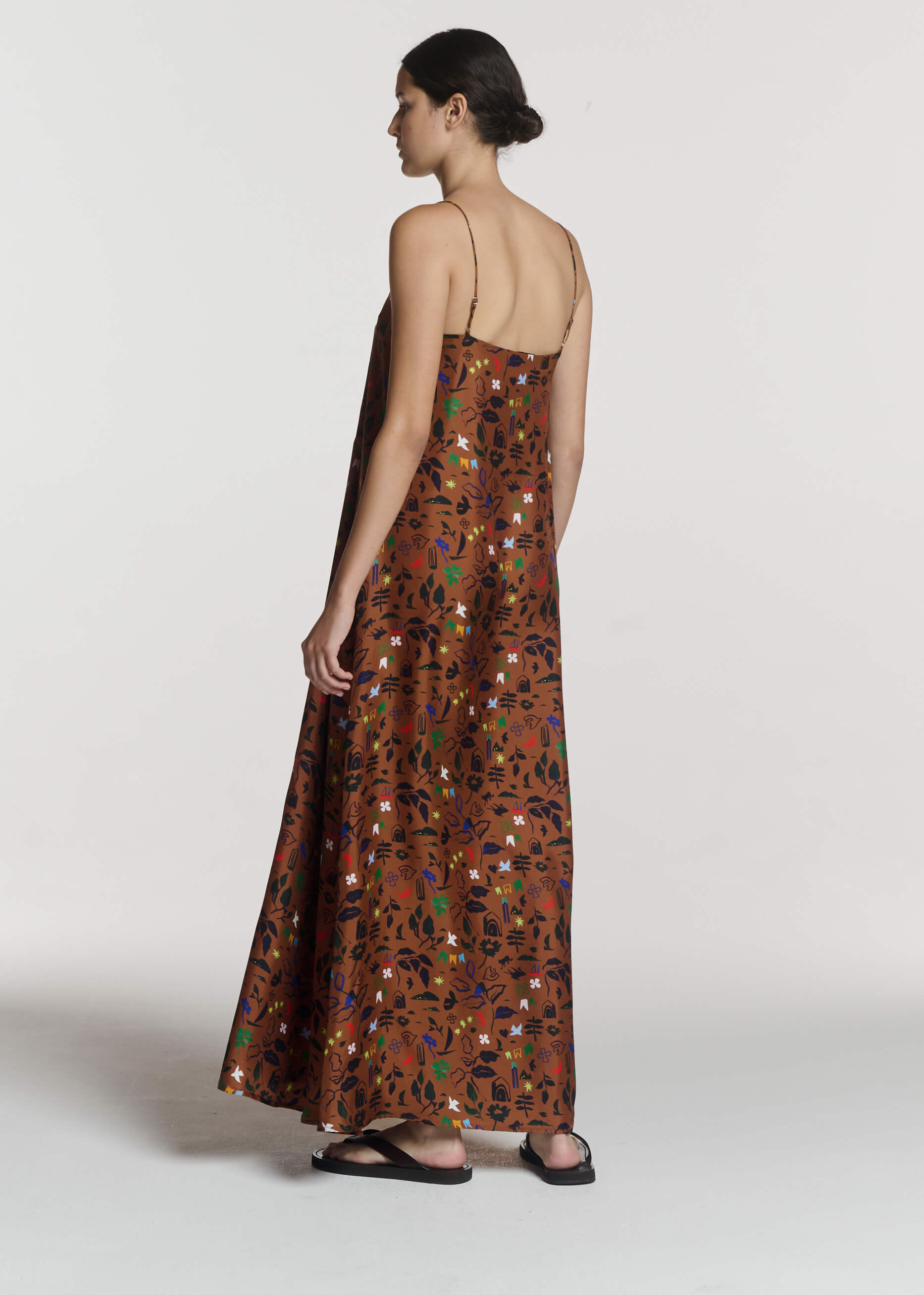 Melfi Dress Surreal Silhouette Bronze Silk Twill