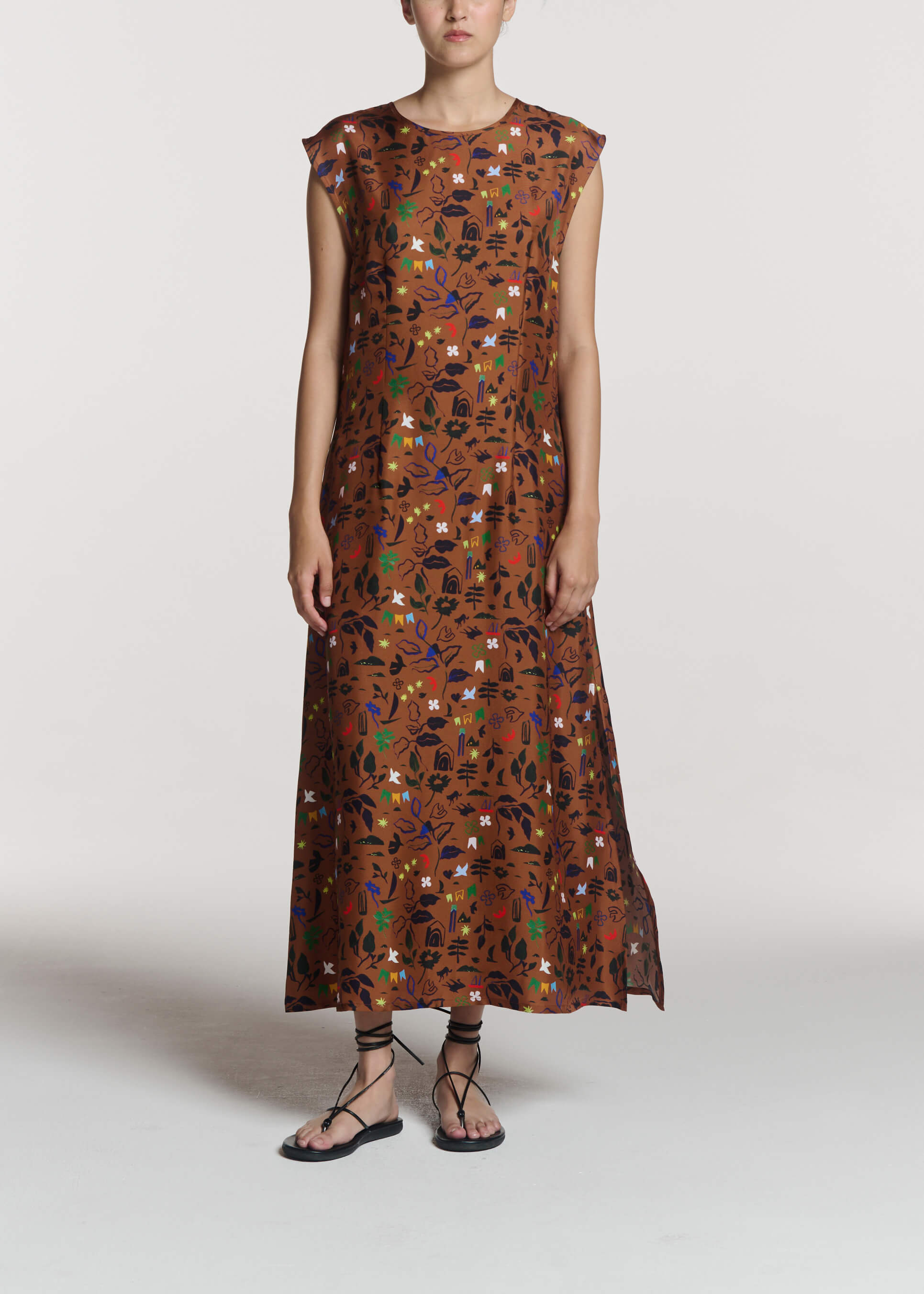 Turin Dress Surreal Silhouette Bronze Silk Twill