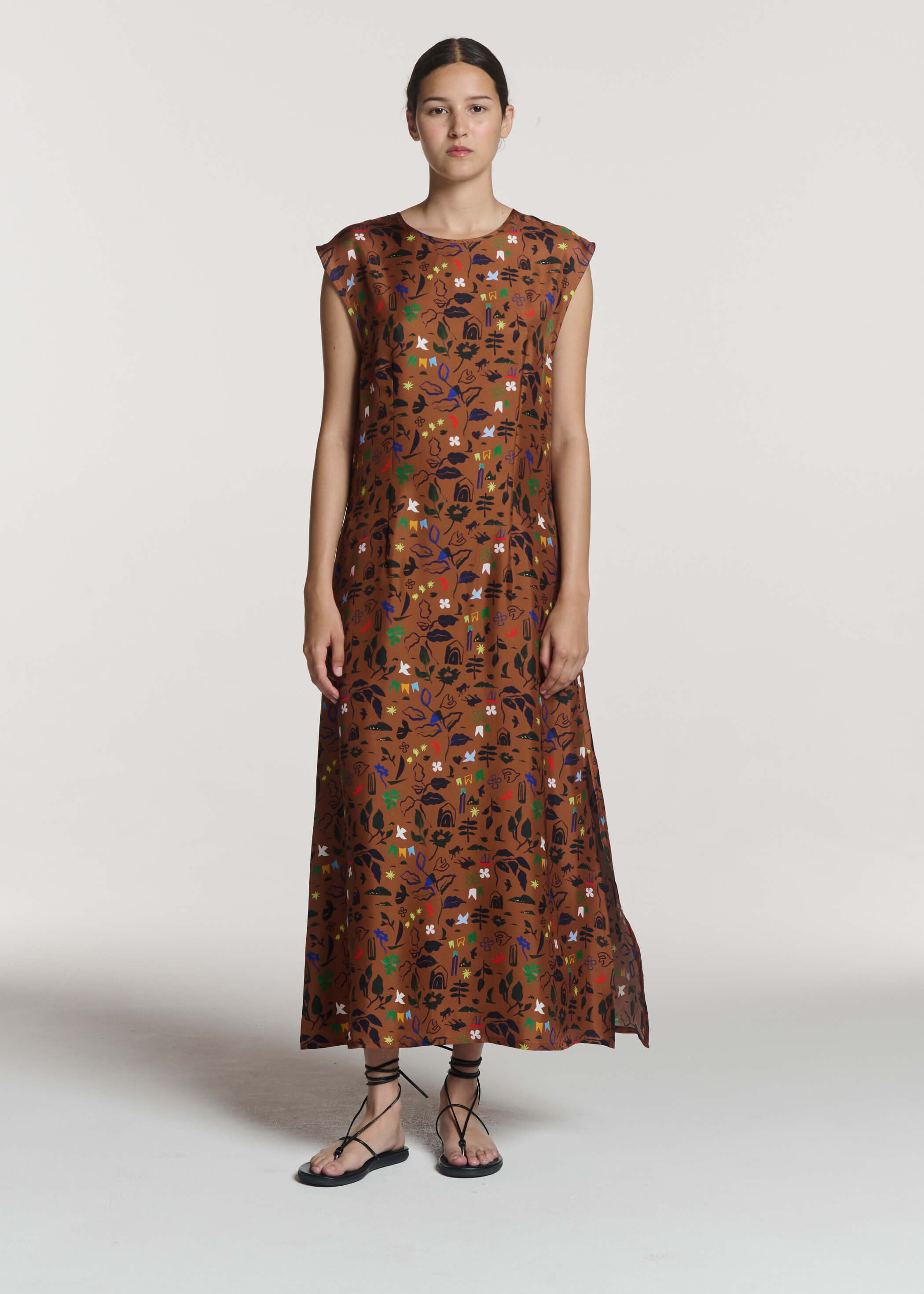 Turin Dress Surreal Silhouette Bronze Silk Twill