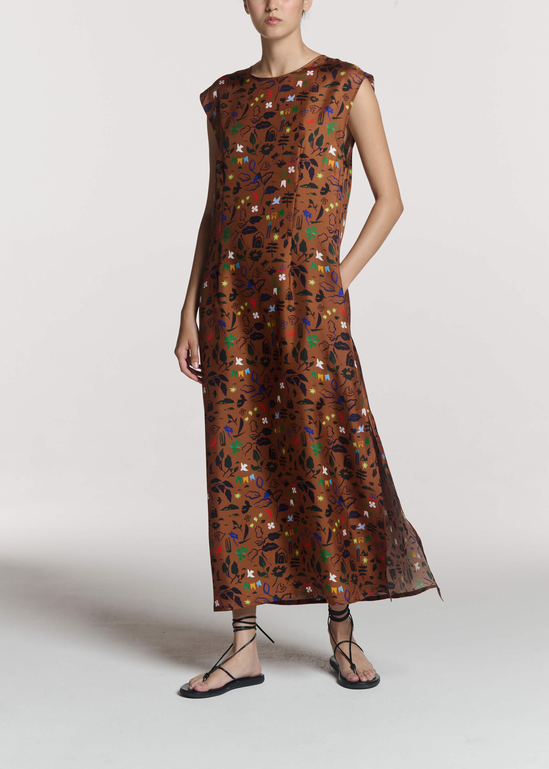 Turin Dress Surreal Silhouette Bronze Silk Twill