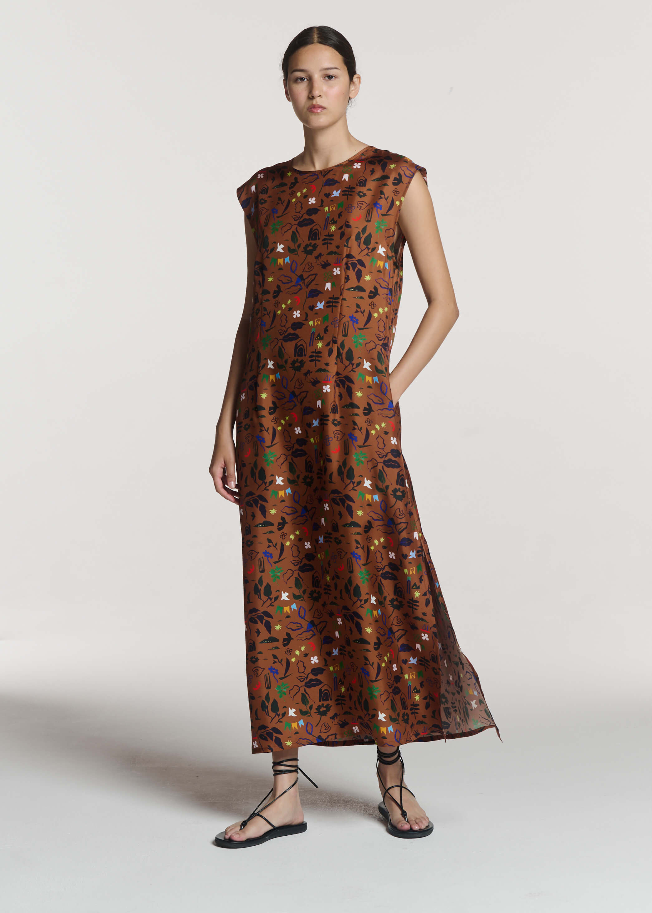 Turin Dress Surreal Silhouette Bronze Silk Twill