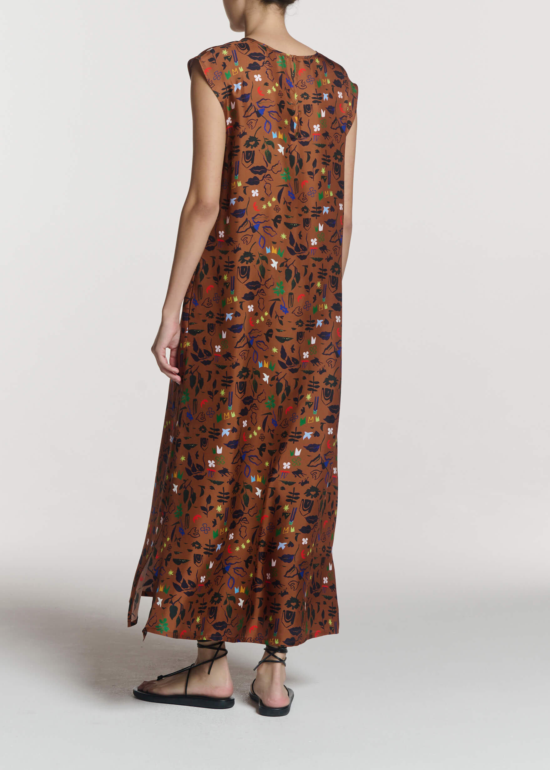 Turin Dress Surreal Silhouette Bronze Silk Twill