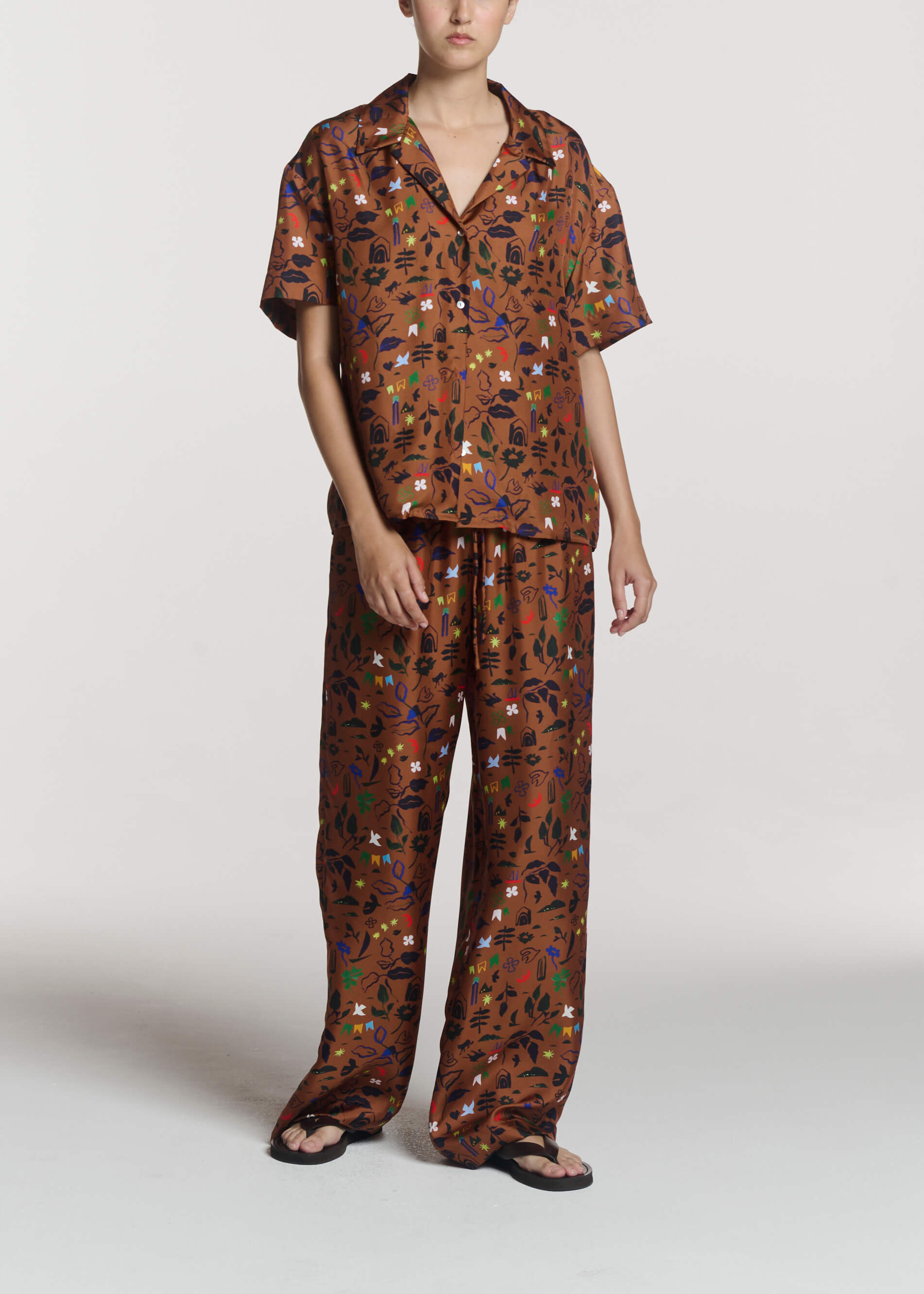 Aurelia Trouser Surreal Silhouette Bronze Silk Twill
