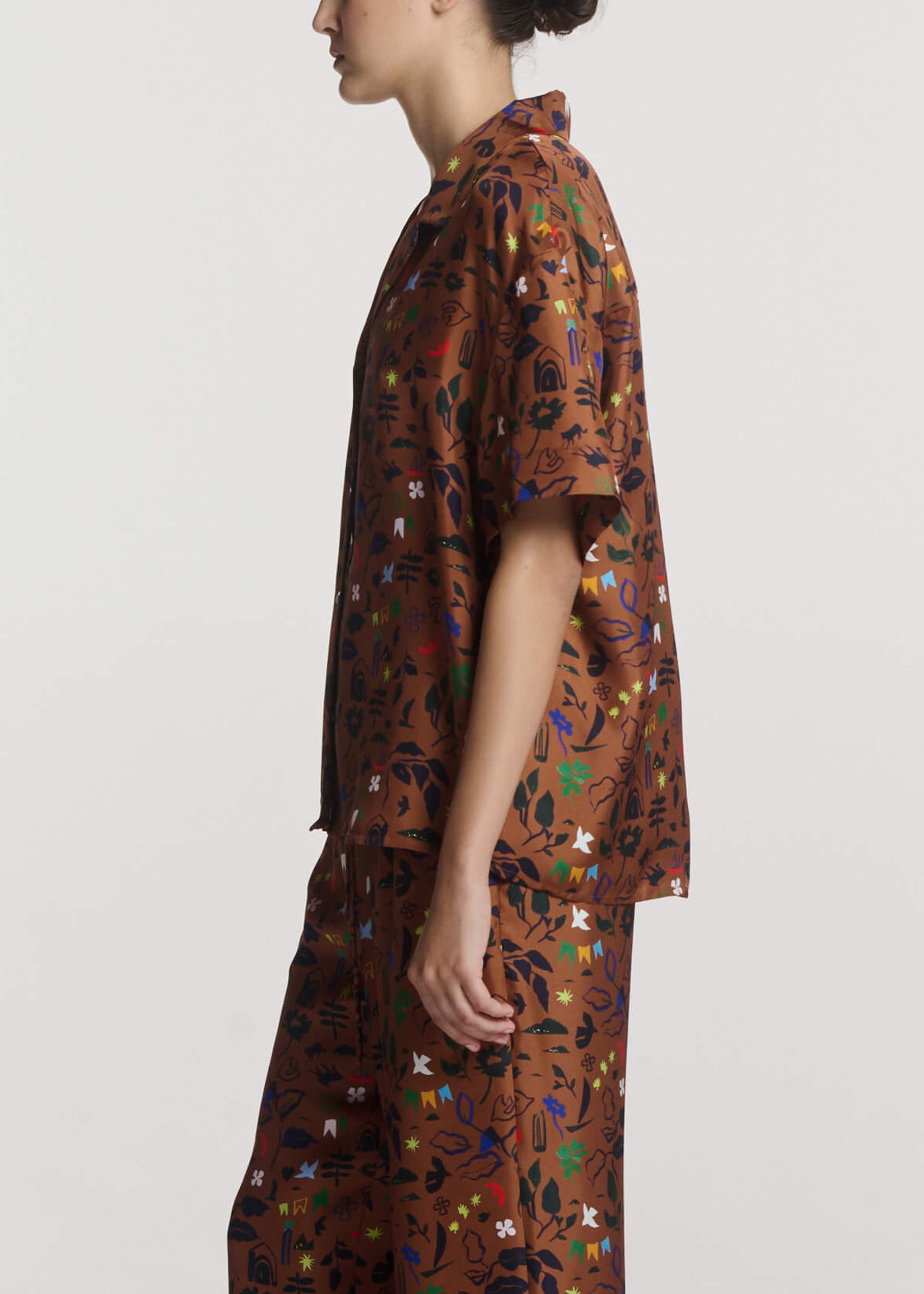 Prague Shirt Surreal Silhouette Bronze Silk Twill