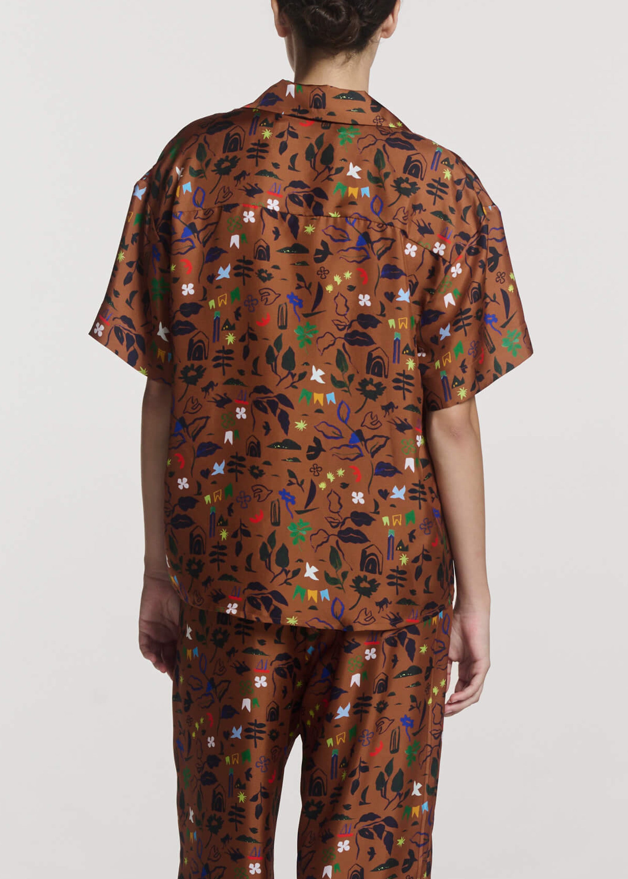Prague Shirt Surreal Silhouette Bronze Silk Twill