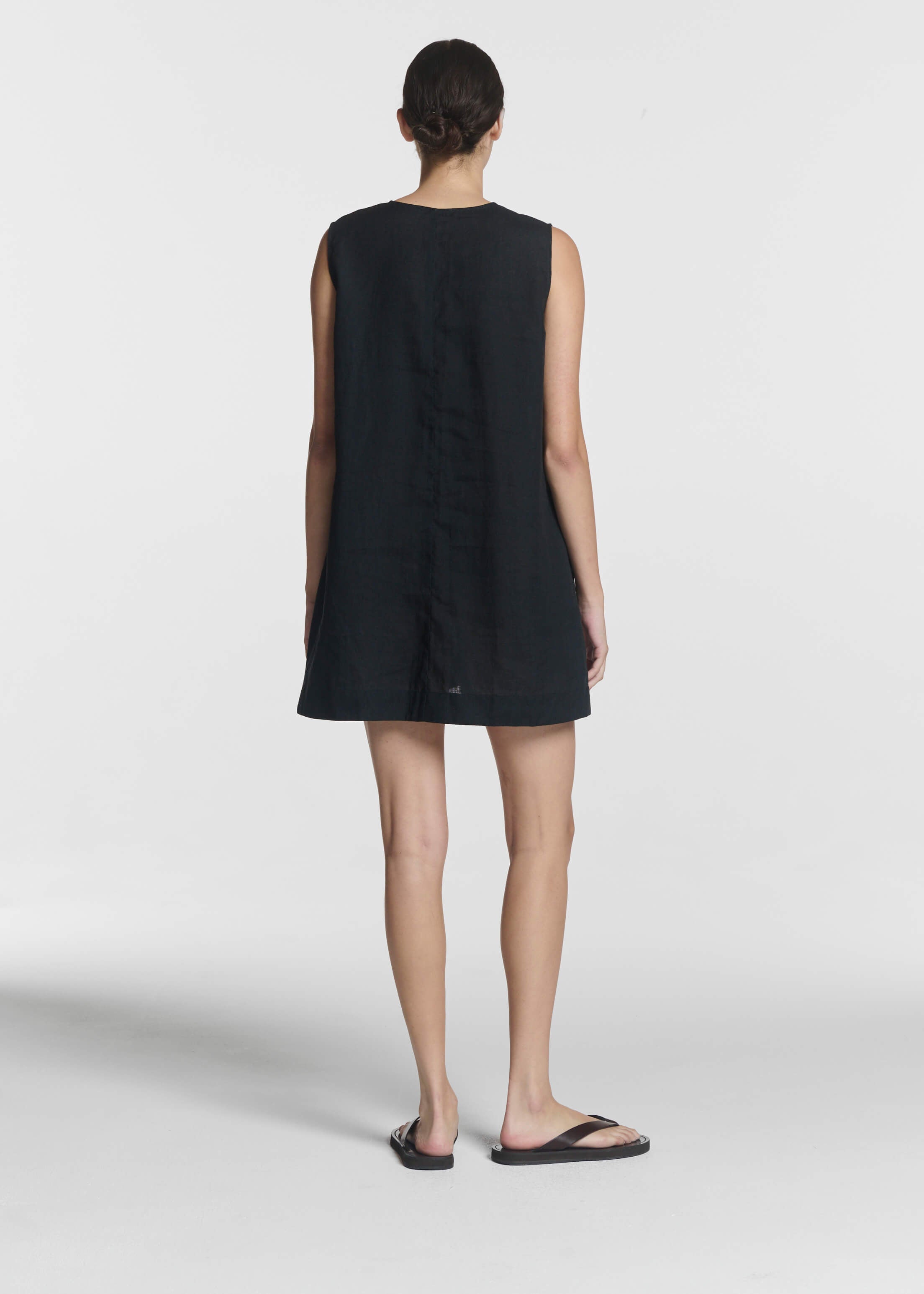 Derya Mini Dress Black Organic Linen
