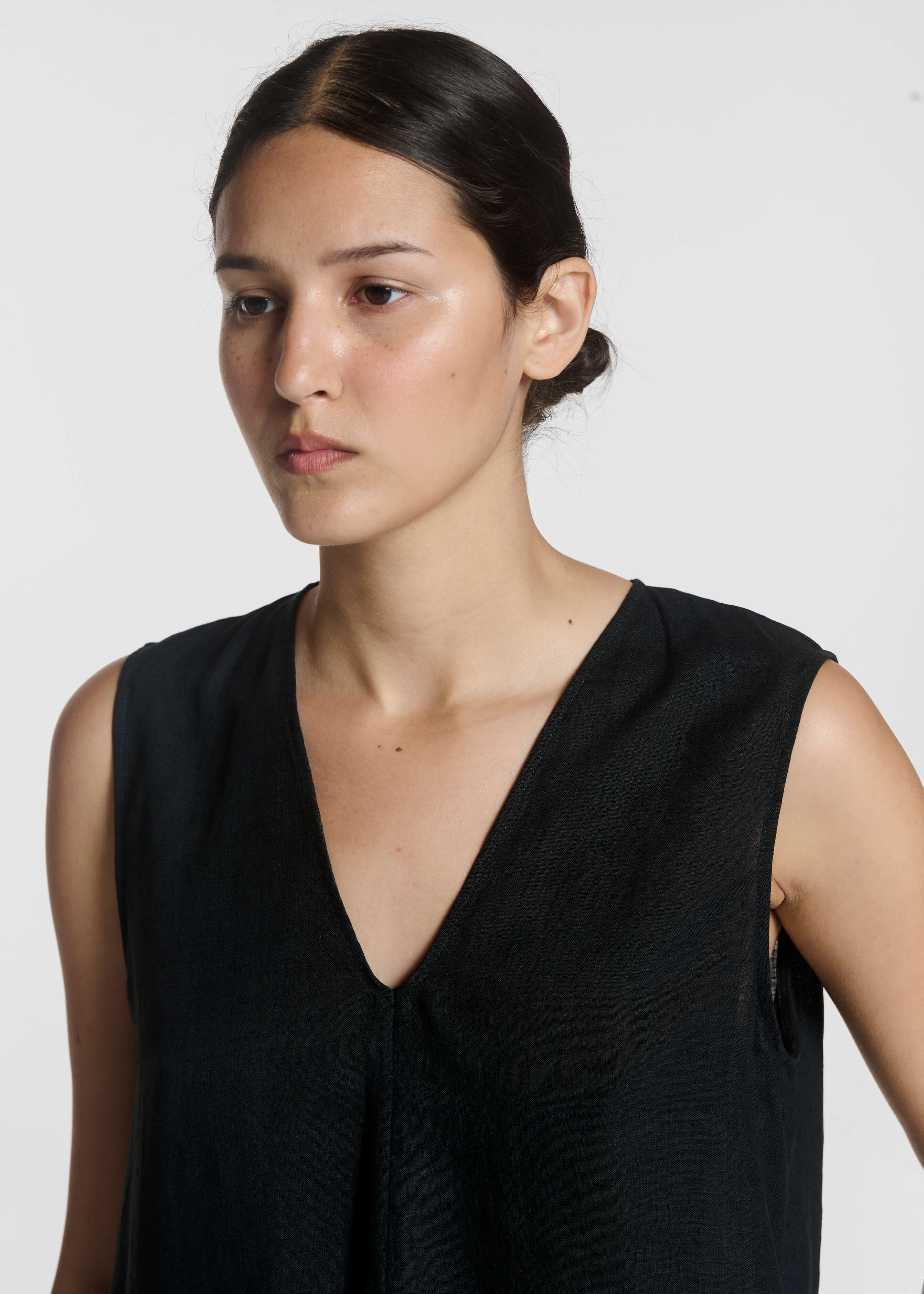 Derya Mini Dress Black Organic Linen