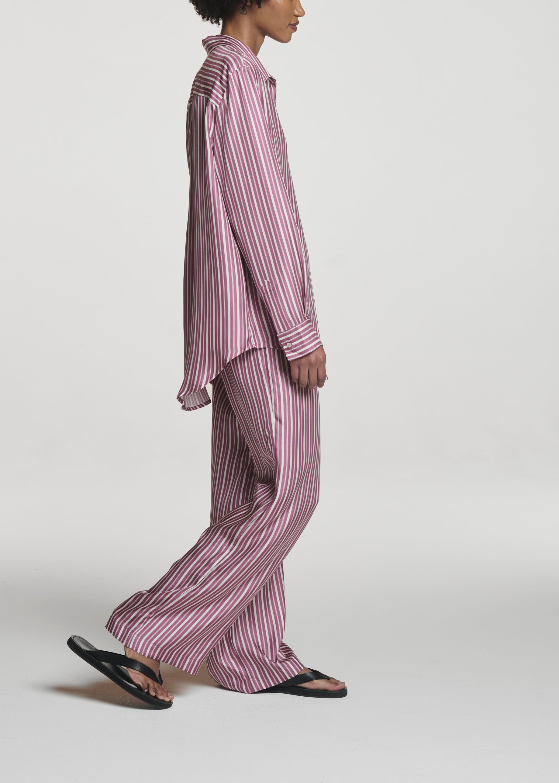 Aurelia Trouser Rose Pink Stripe Silk Twill