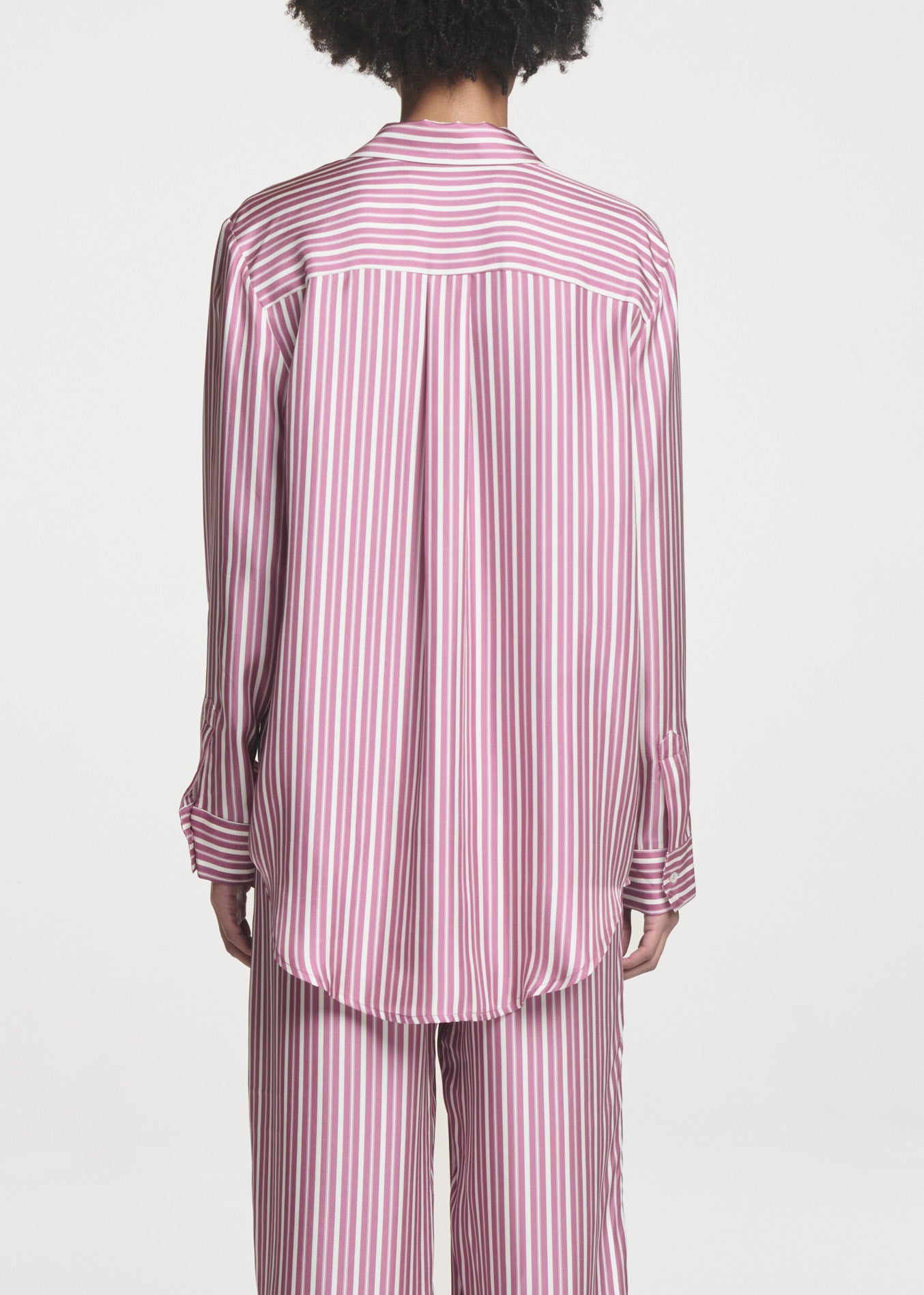 London Shirt Rose Pink Stripe Silk Twill