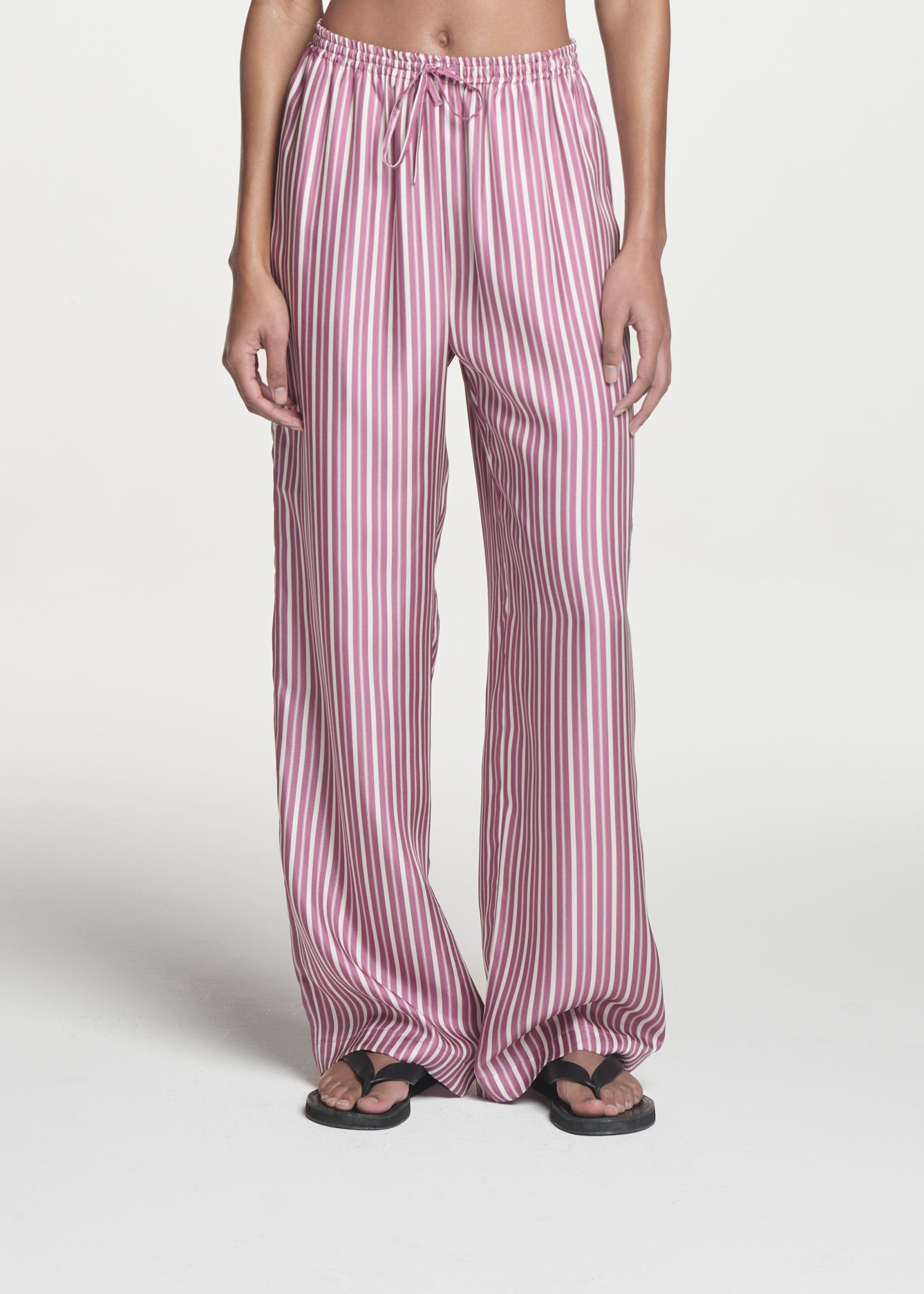 Aurelia Trouser Rose Pink Stripe Silk Twill