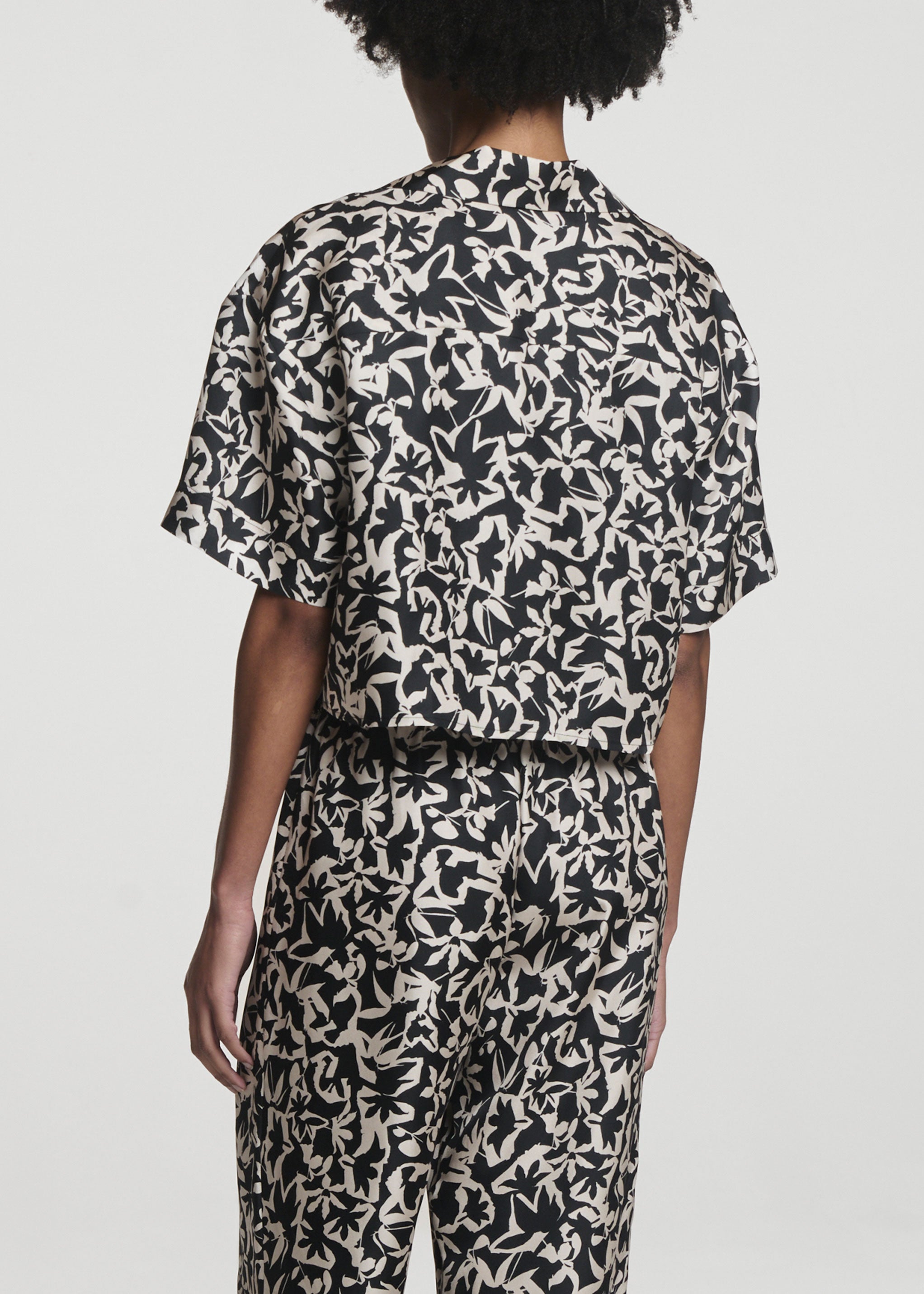 Lincoln Shirt Abstract Garden Black Silk Twill