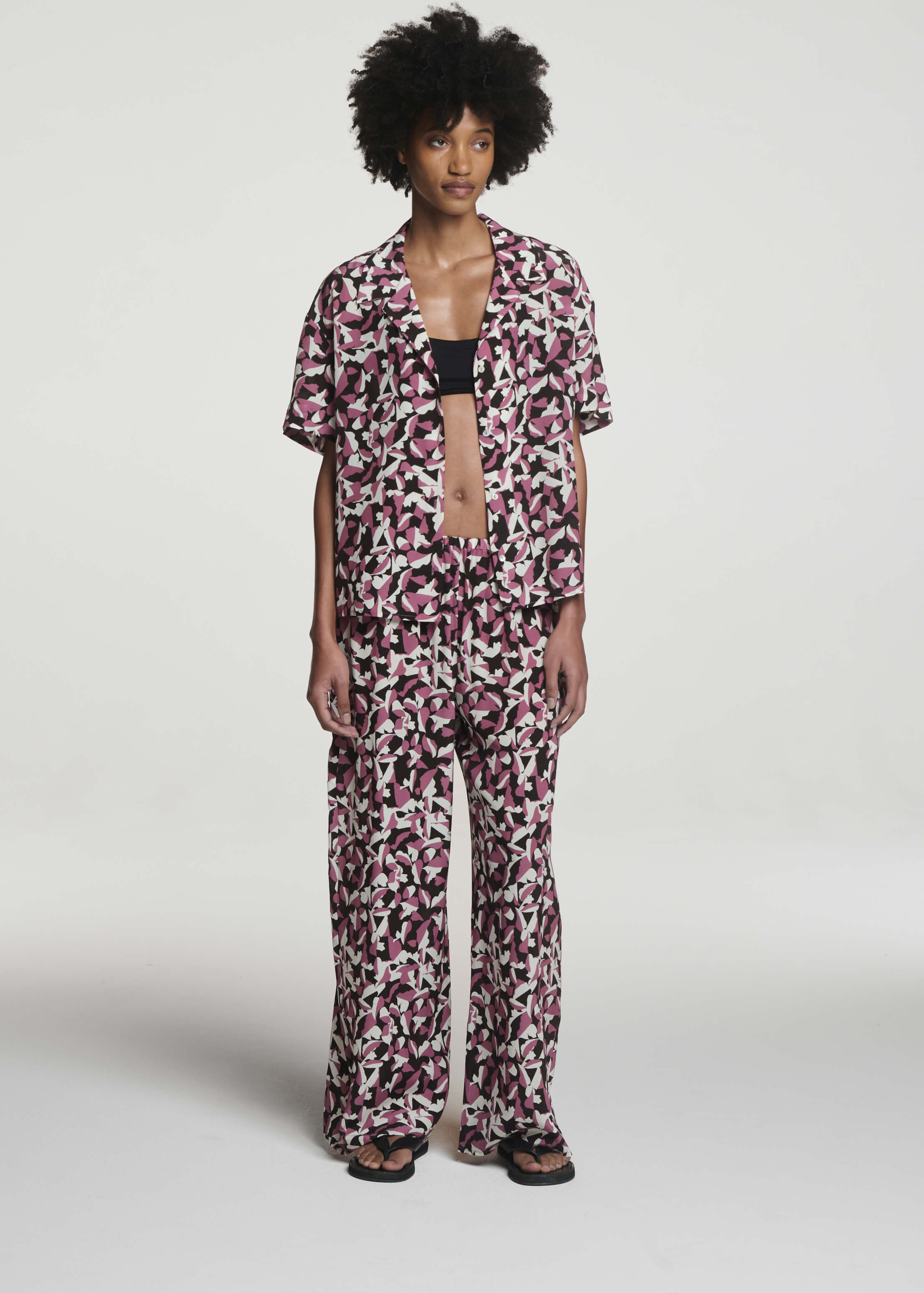 Austin Trouser Botanical Rose Pink Silk Crepe