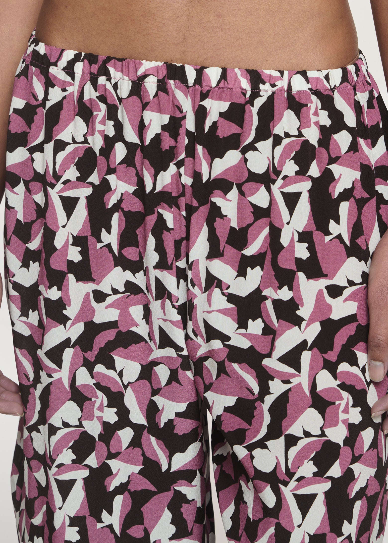 Austin Trouser Botanical Rose Pink Silk Crepe