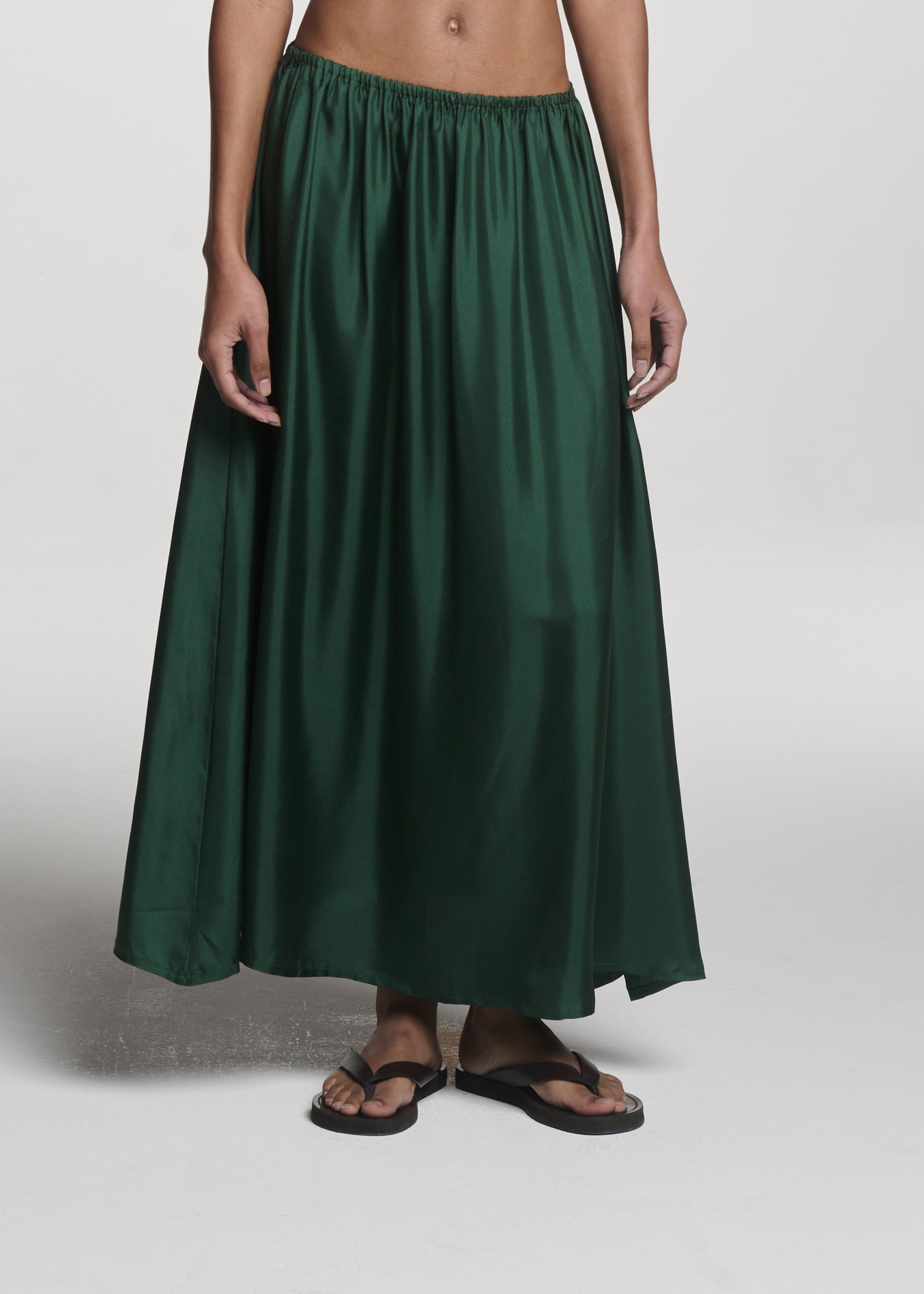 Roma Skirt Fern Green Silk Twill