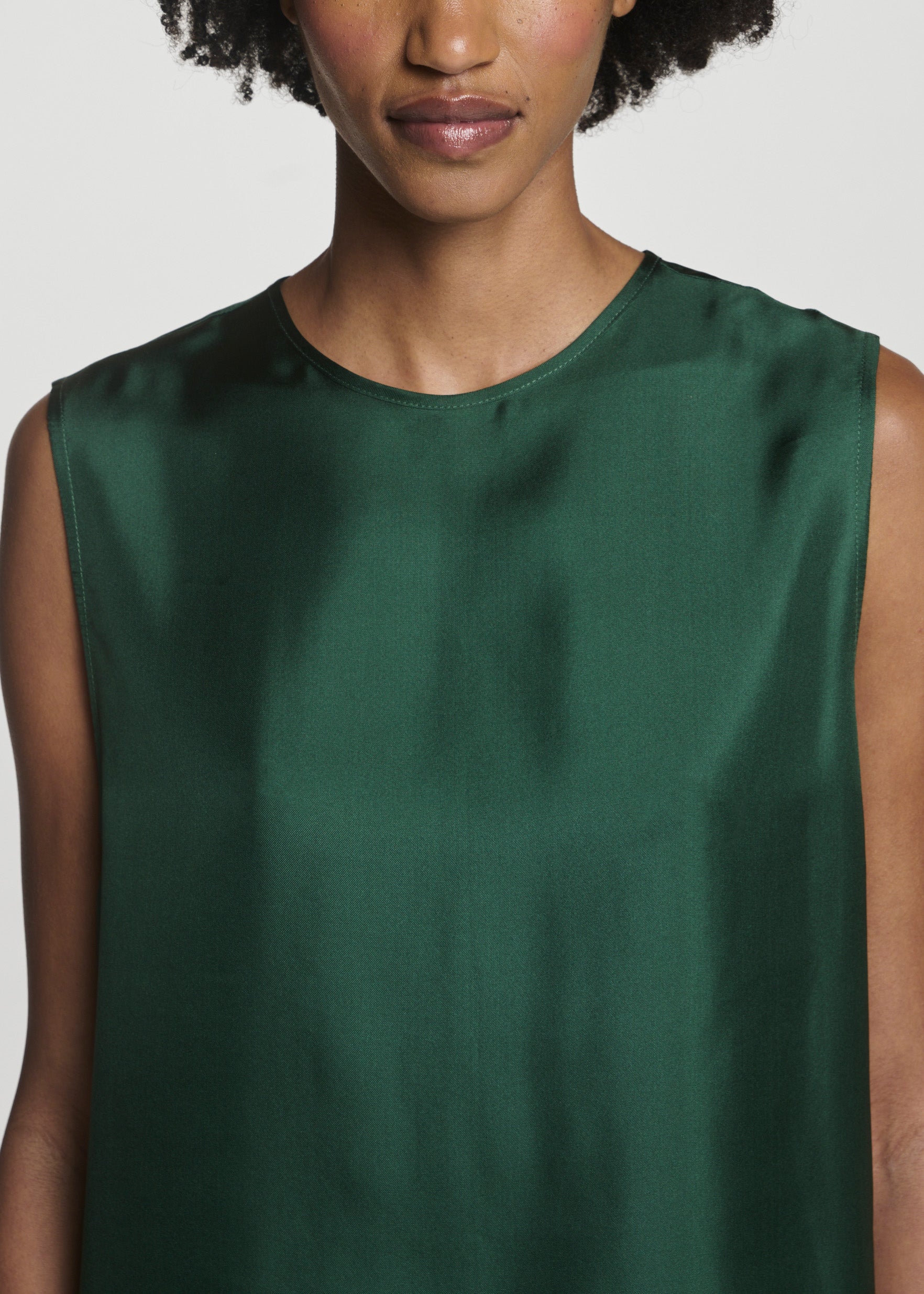 Trento Top Fern Green Silk Twill