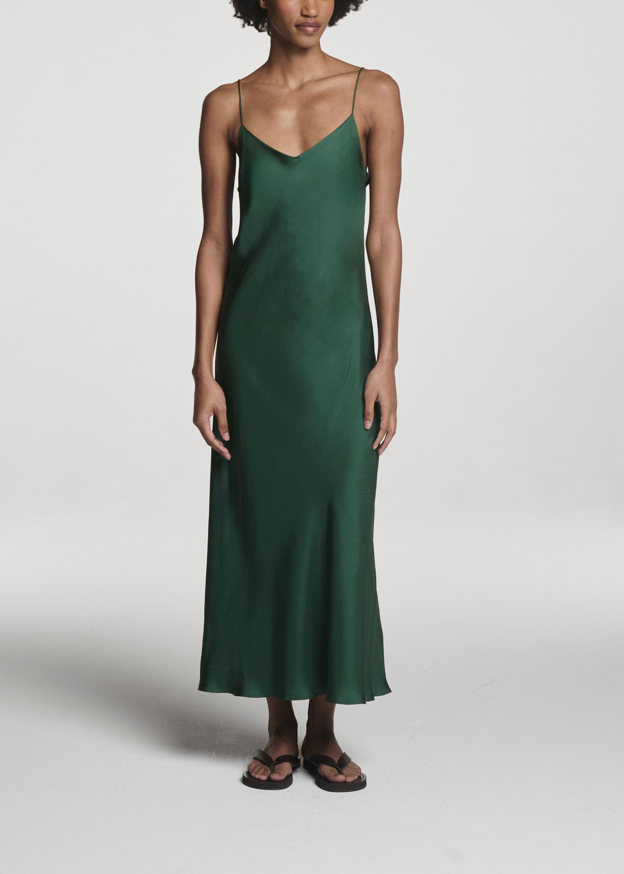 Lille Dress Fern Green Silk Twill