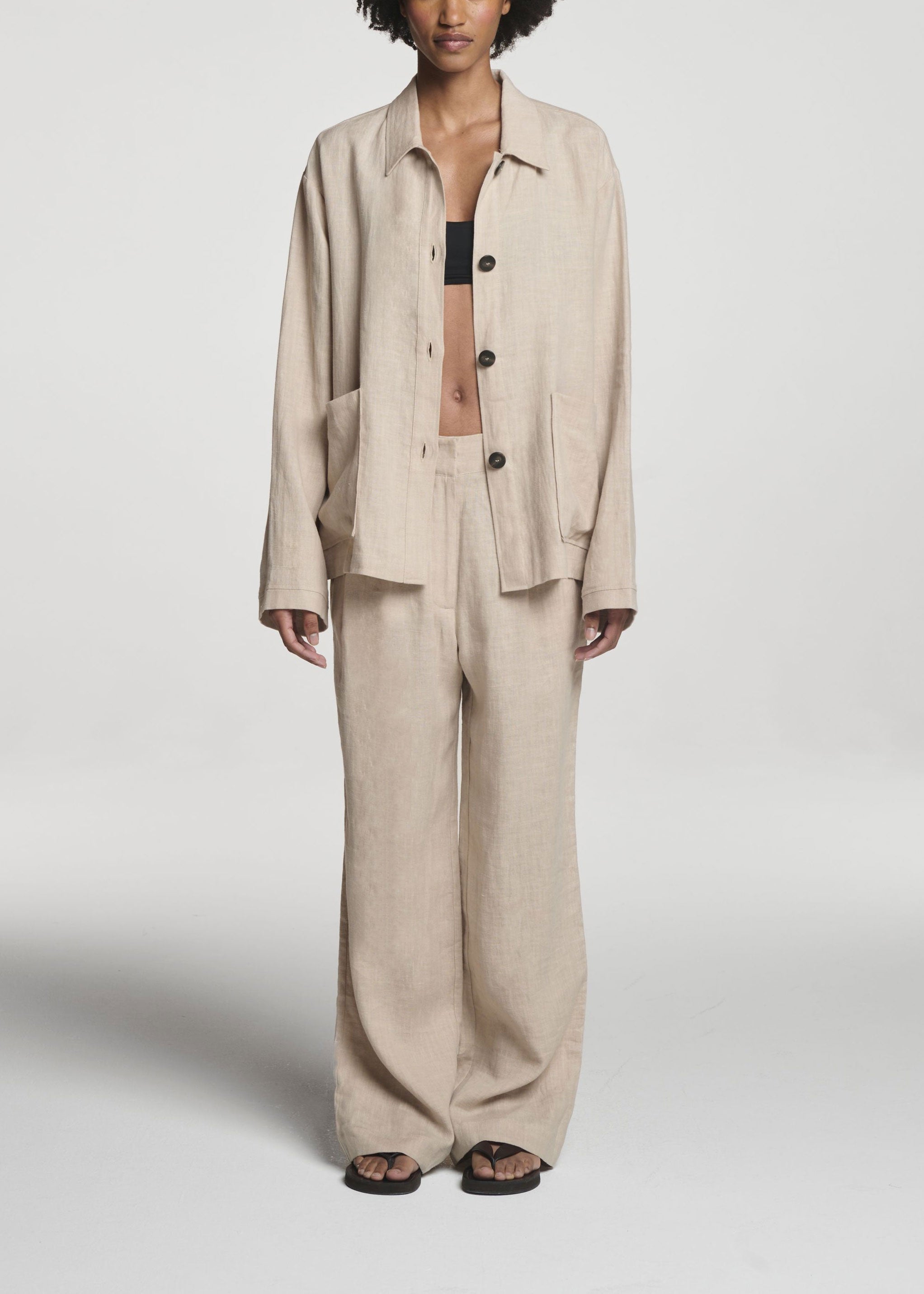 Rivello Trouser Heathered Sand Linen