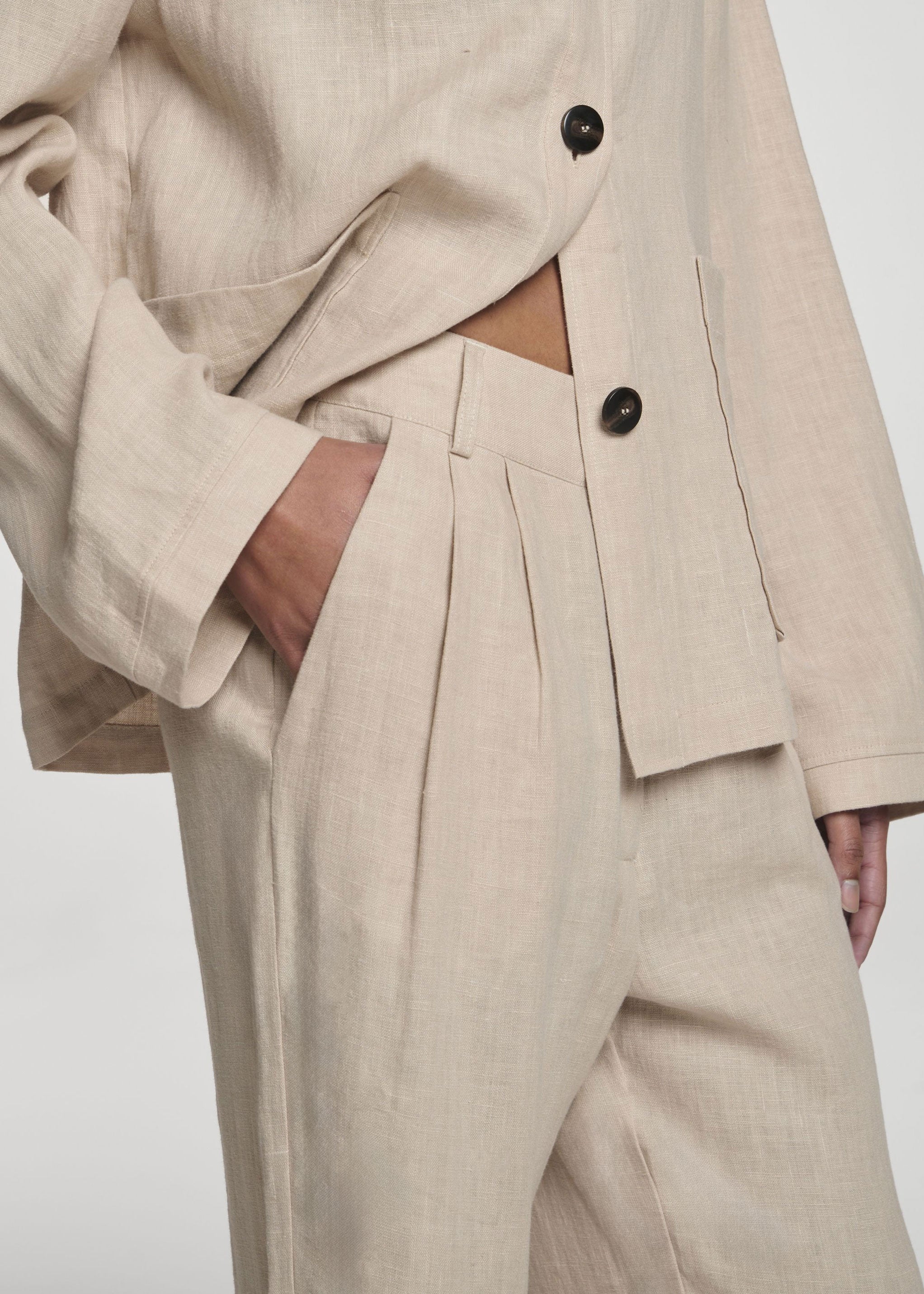 Rivello Trouser Heathered Sand Linen