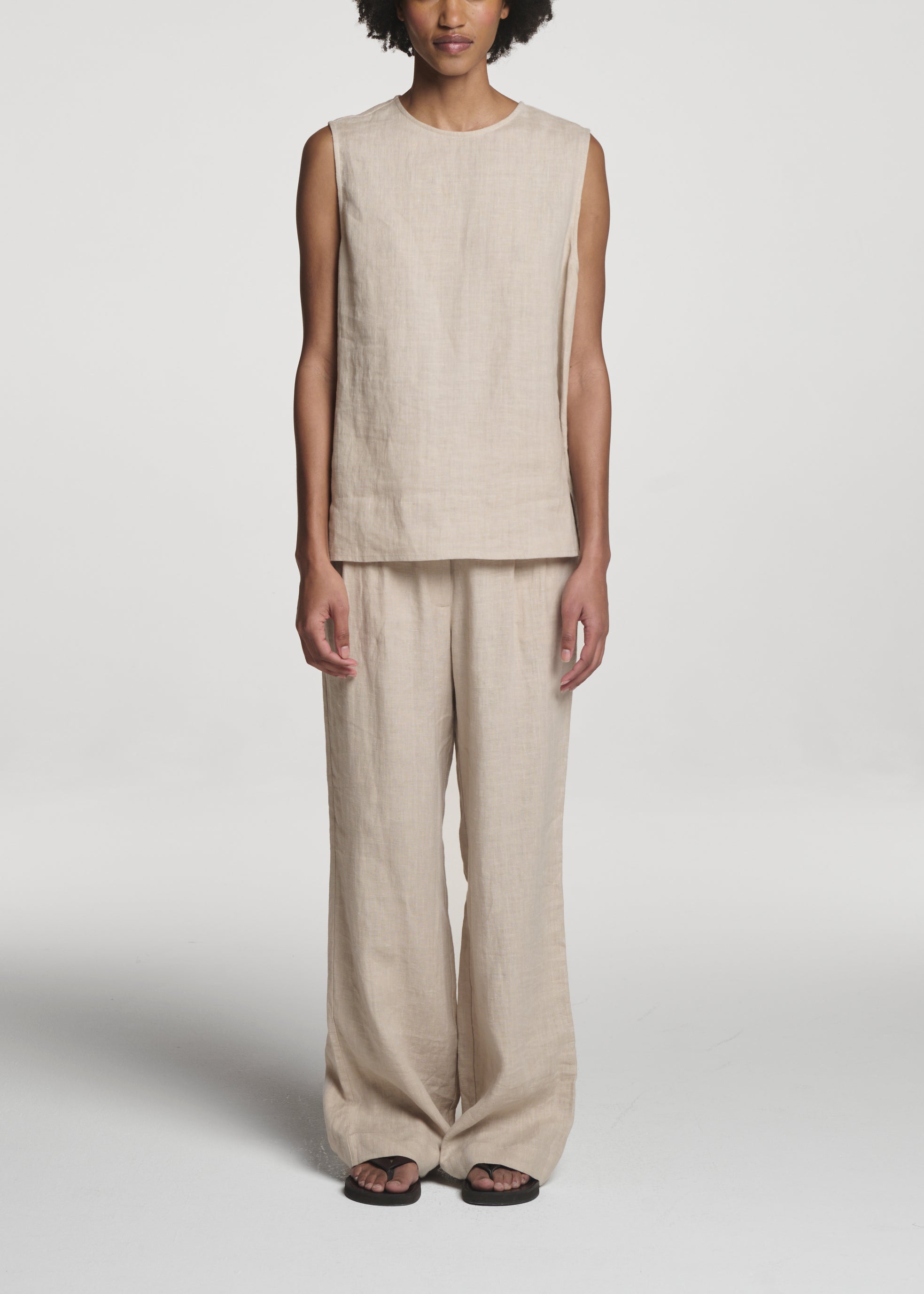 Rivello Trouser Heathered Sand Linen